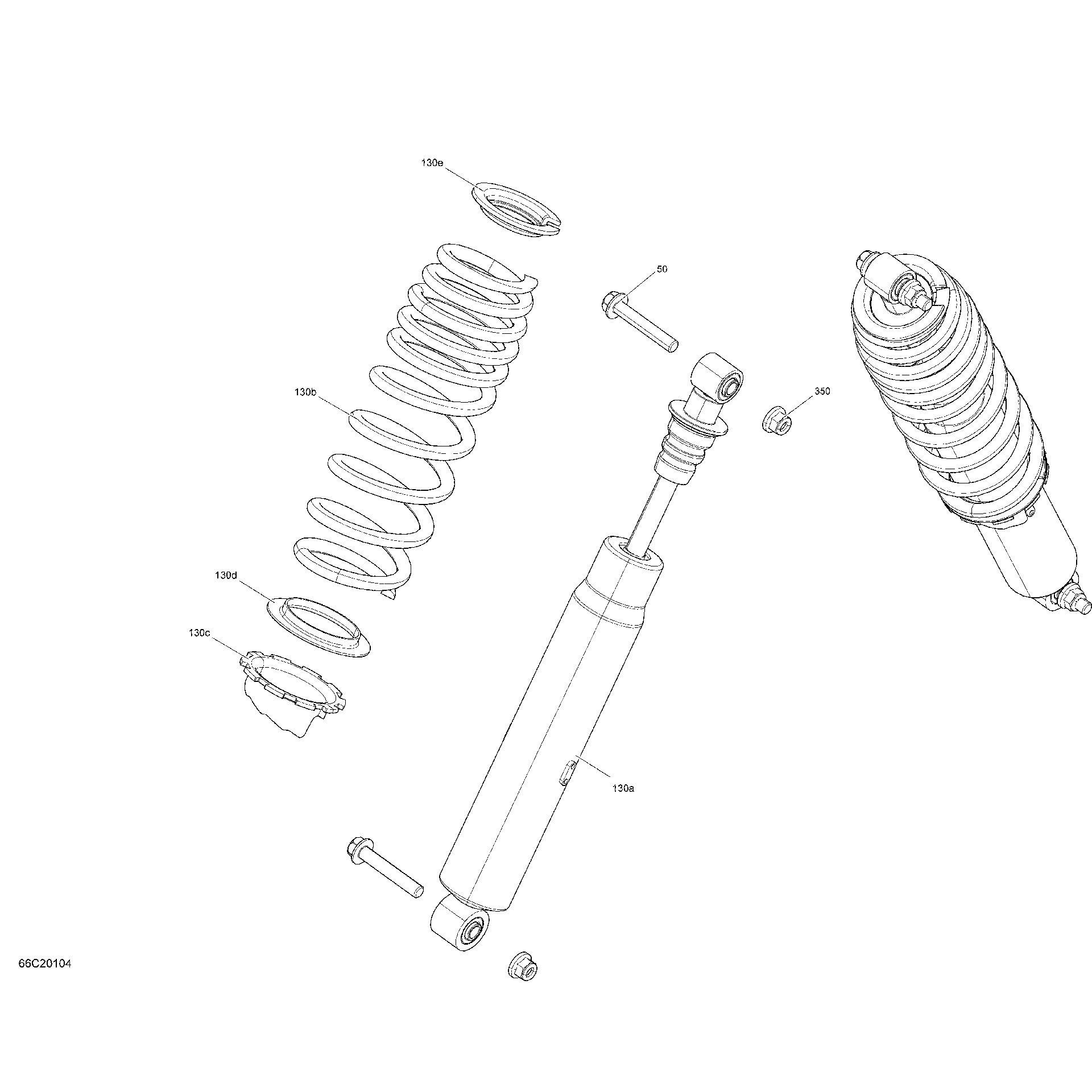 An Image of a Genuine Can-Am Parts Schematic Diagram showing the schematic - FRONT SHOCKS - DPS