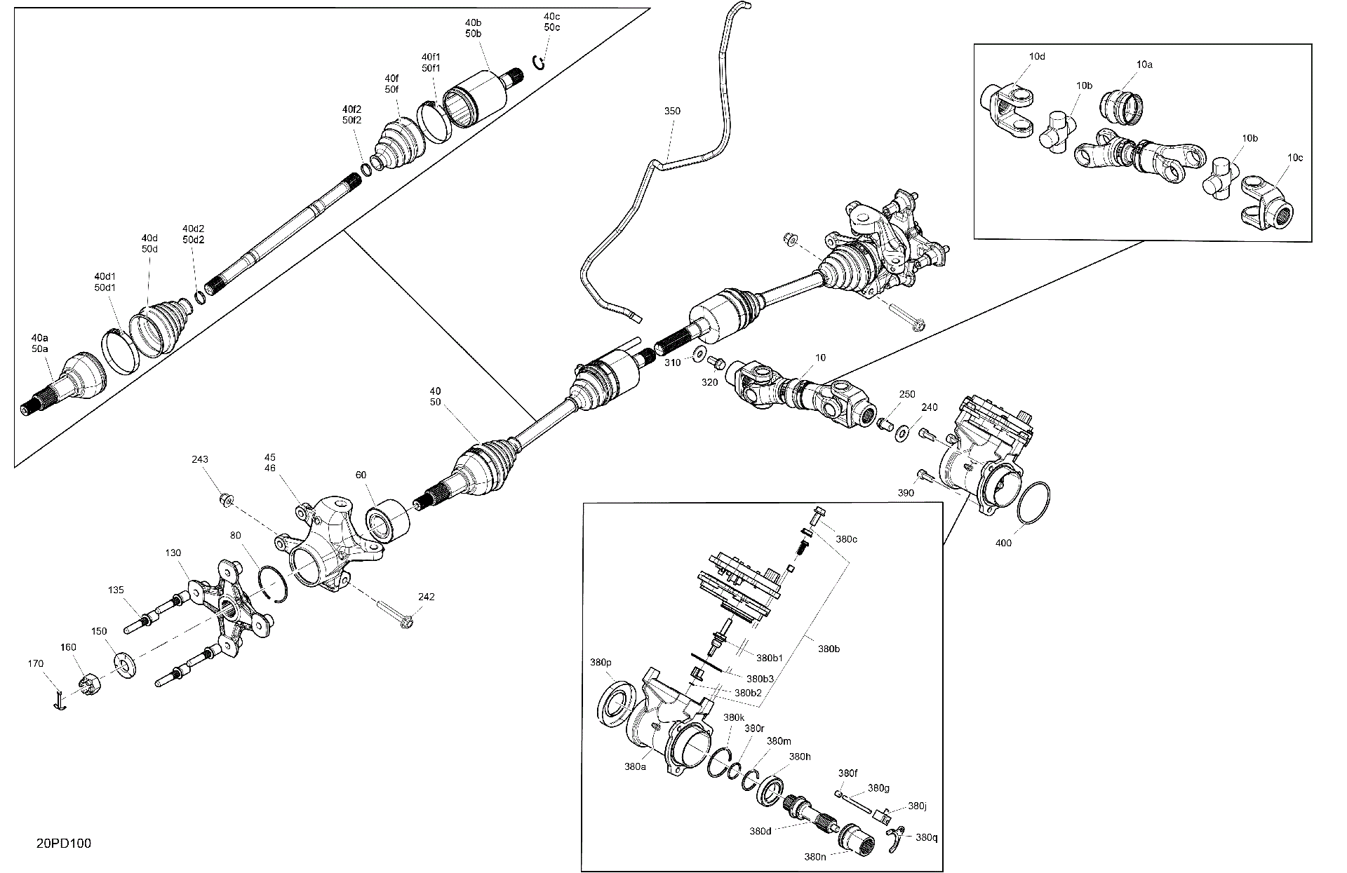 An Image of a Genuine Can-Am Parts Schematic Diagram showing the schematic - DRIVE - FRONT - COMMON PARTS
