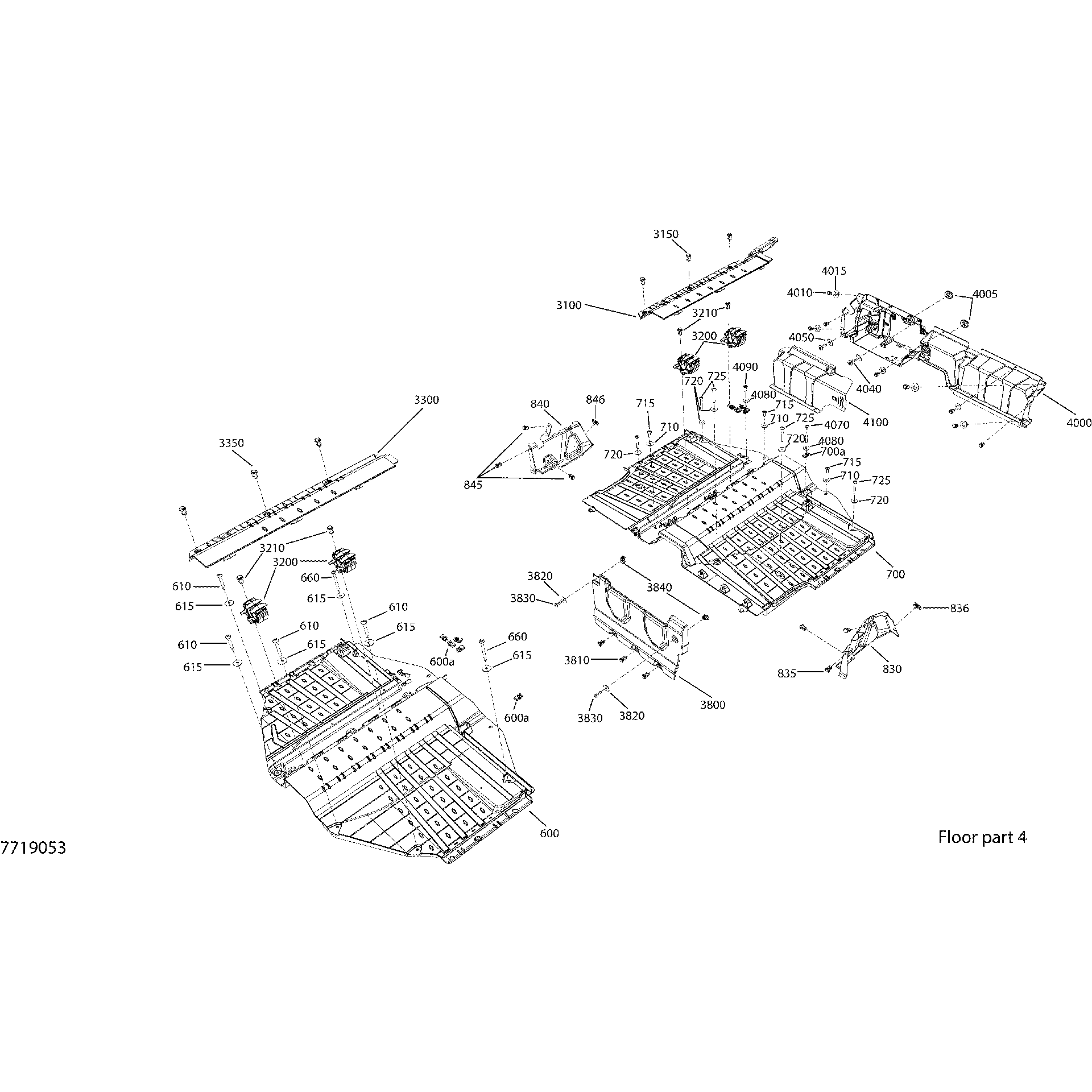An Image of a Genuine Can-Am Parts Schematic Diagram showing the schematic - CAB INTERIOR - EXCEPT XT CAB - FLOOR SECTION