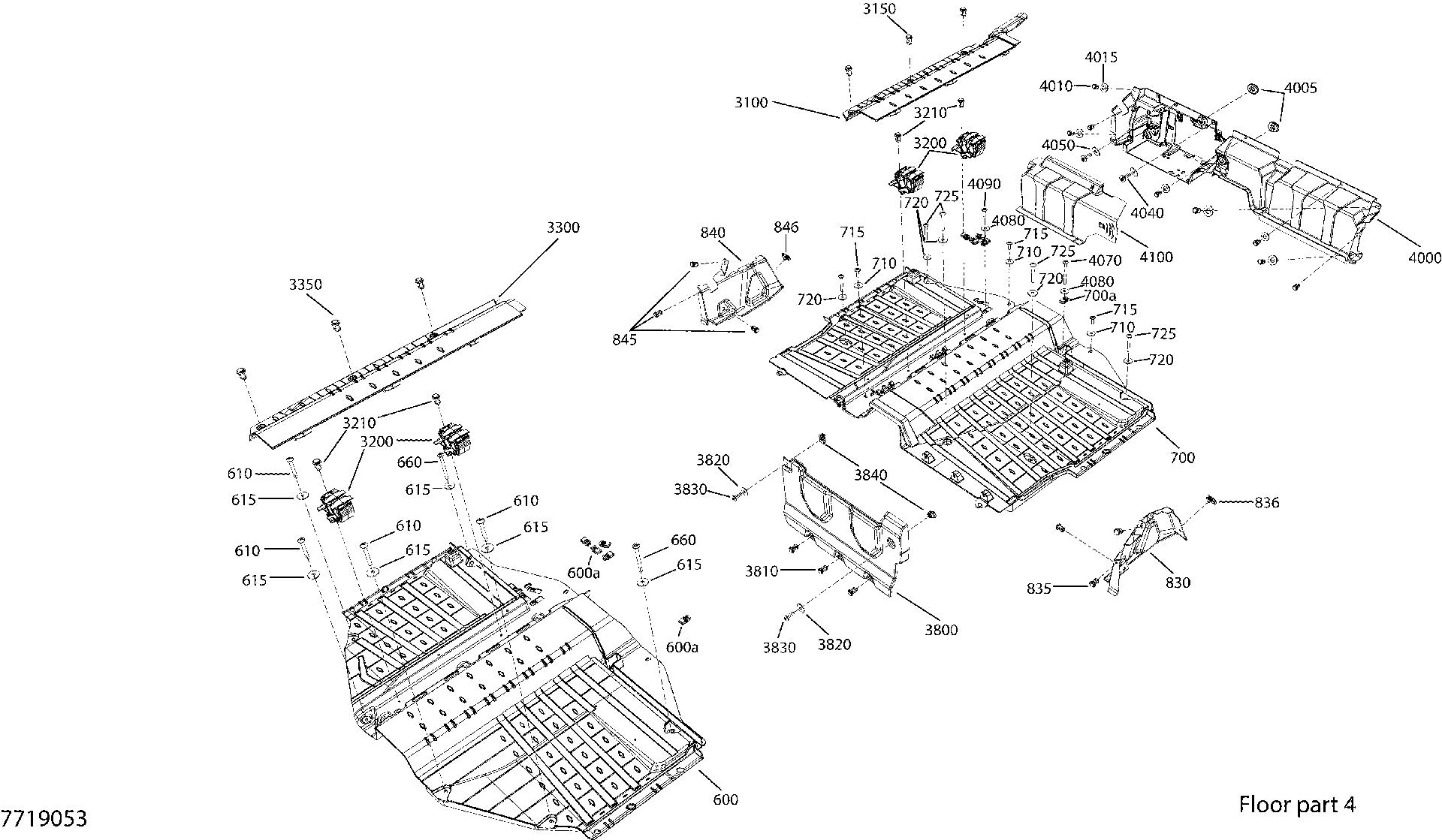 An Image of a Genuine Can-Am Parts Schematic Diagram showing the schematic - CAB INTERIOR - EXCEPT XT CAB - FLOOR SECTION