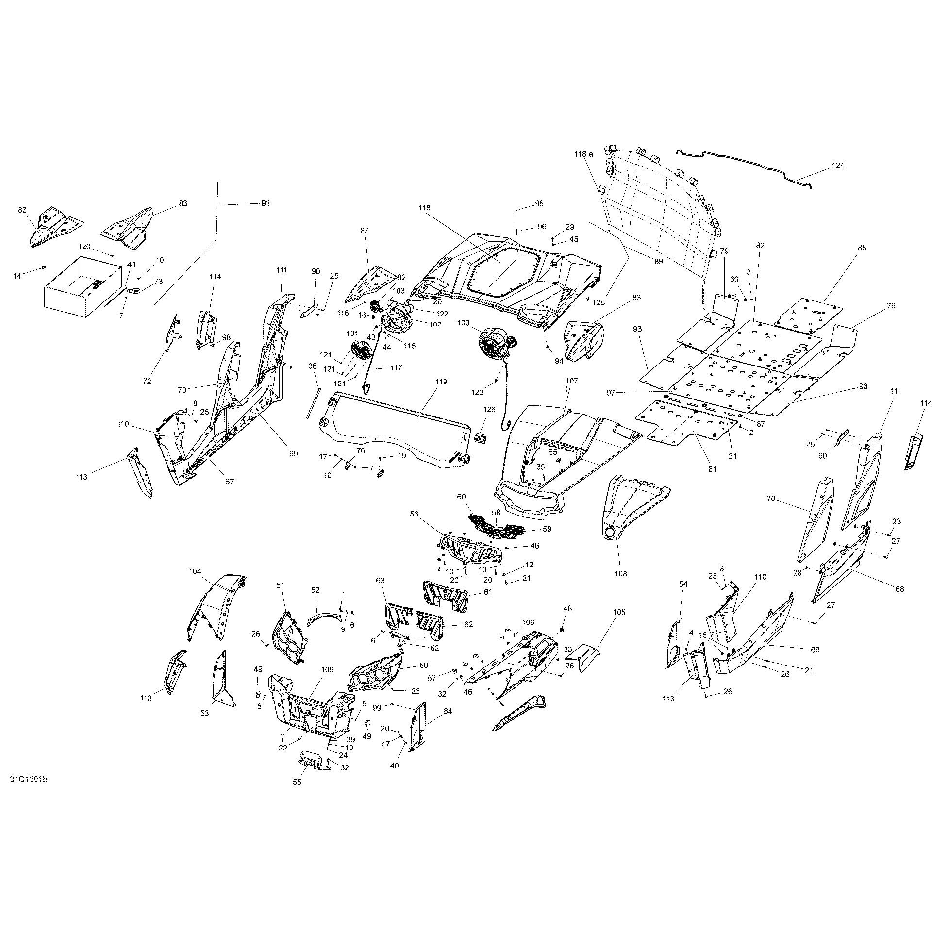 An Image of a Genuine Can-Am Parts Schematic Diagram showing the schematic - BODY AND ACCESSORIES - MAX
