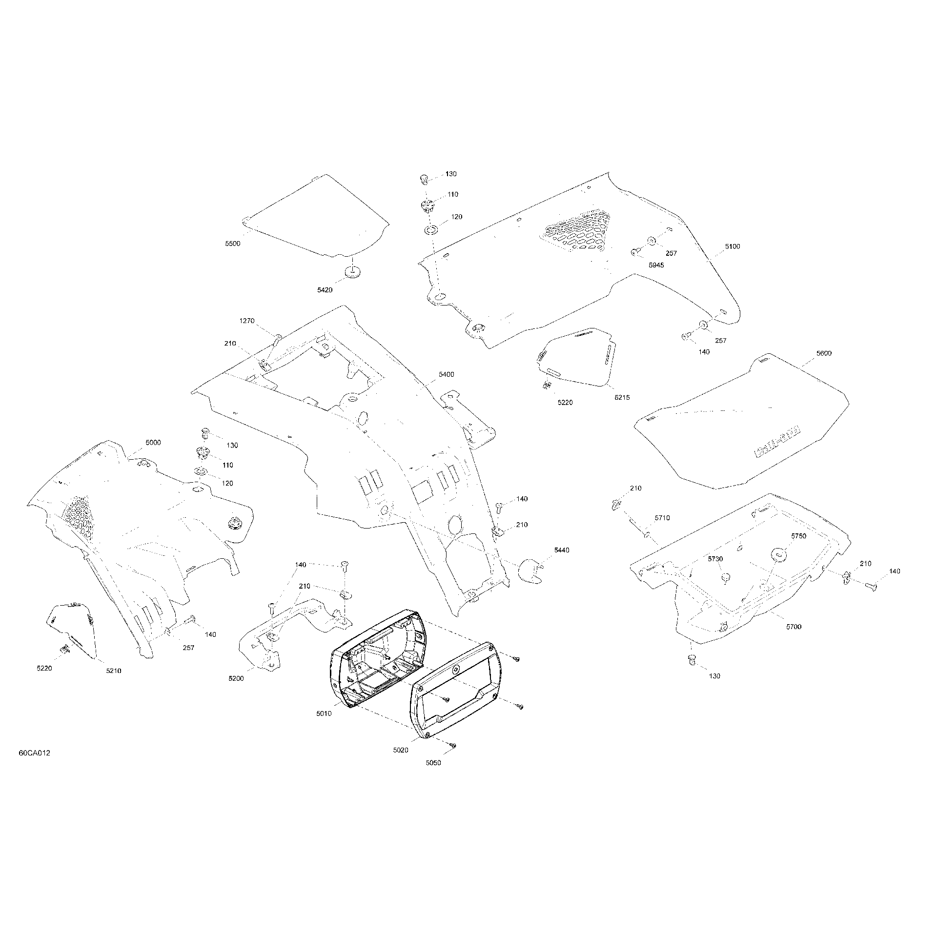 An Image of a Genuine Can-Am Parts Schematic Diagram showing the schematic - BODY - CAB INTERIOR - DASHBOARD