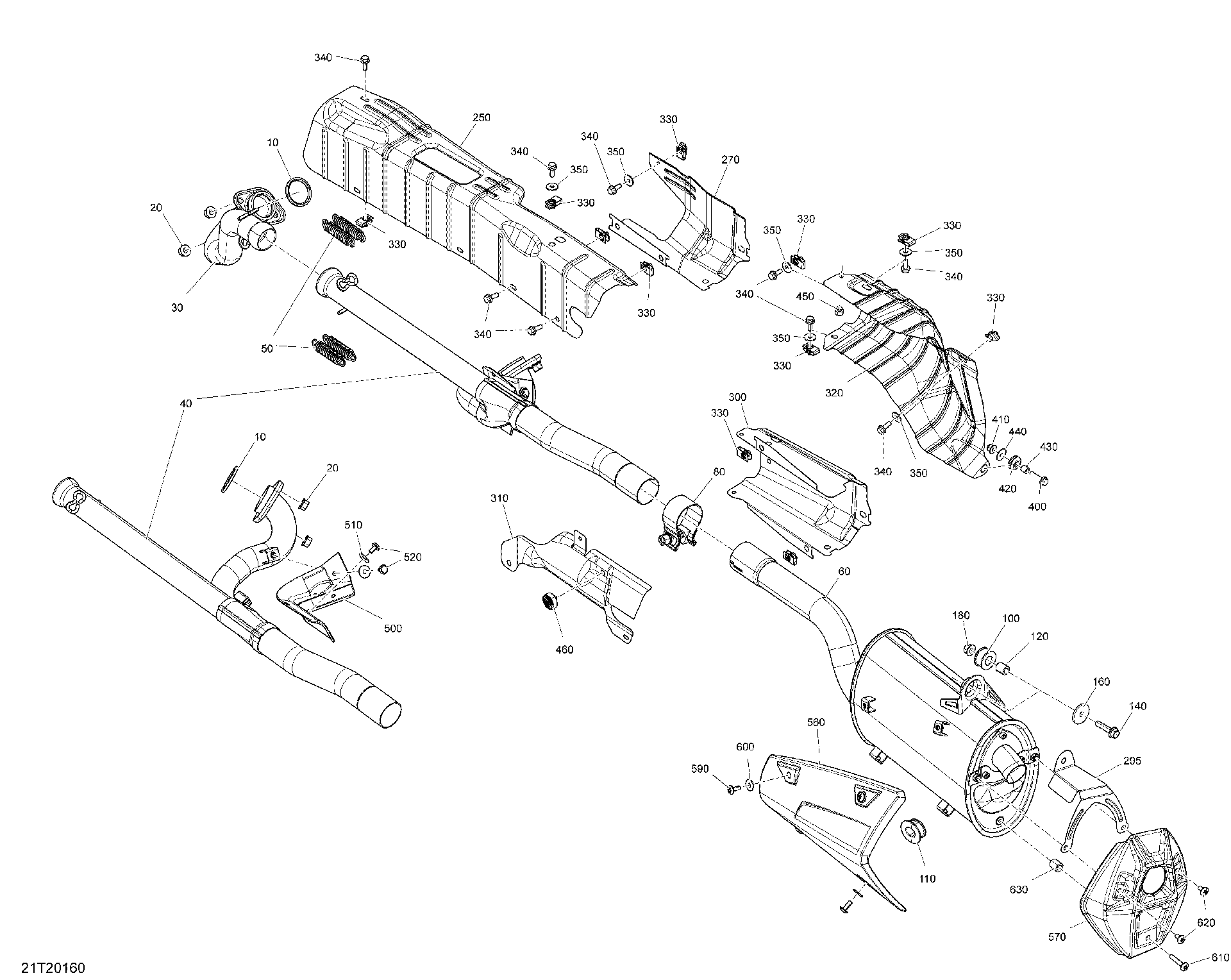 An Image of a Genuine Can-Am Parts Schematic Diagram showing the schematic - EXHAUST