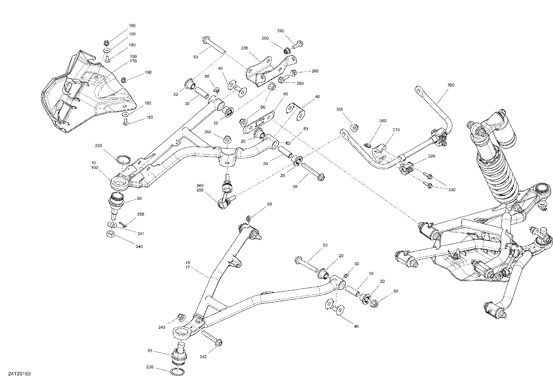 An Image of a Genuine Can-Am Parts Schematic Diagram showing the schematic - FRONT SUSPENSION
