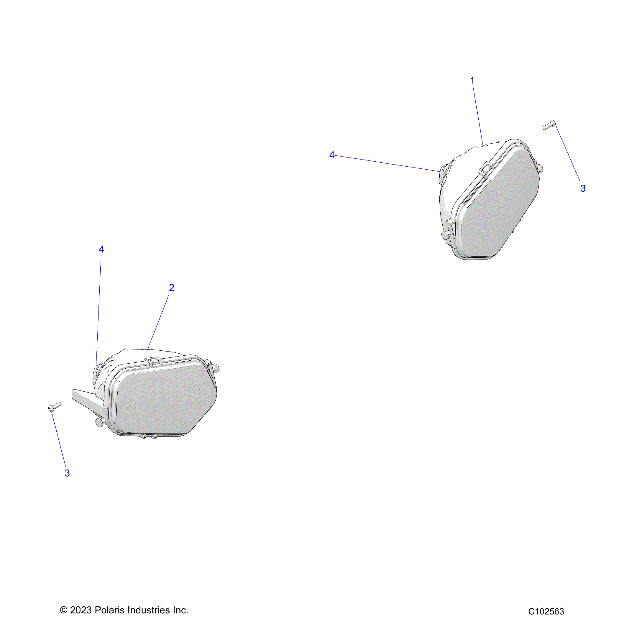 An Image of a Genuine Polaris Parts Schematic Diagram showing the schematic - ELECTRICAL: HEADLIGHTS - 2024 POLARIS SCRAMBLER 850 48"