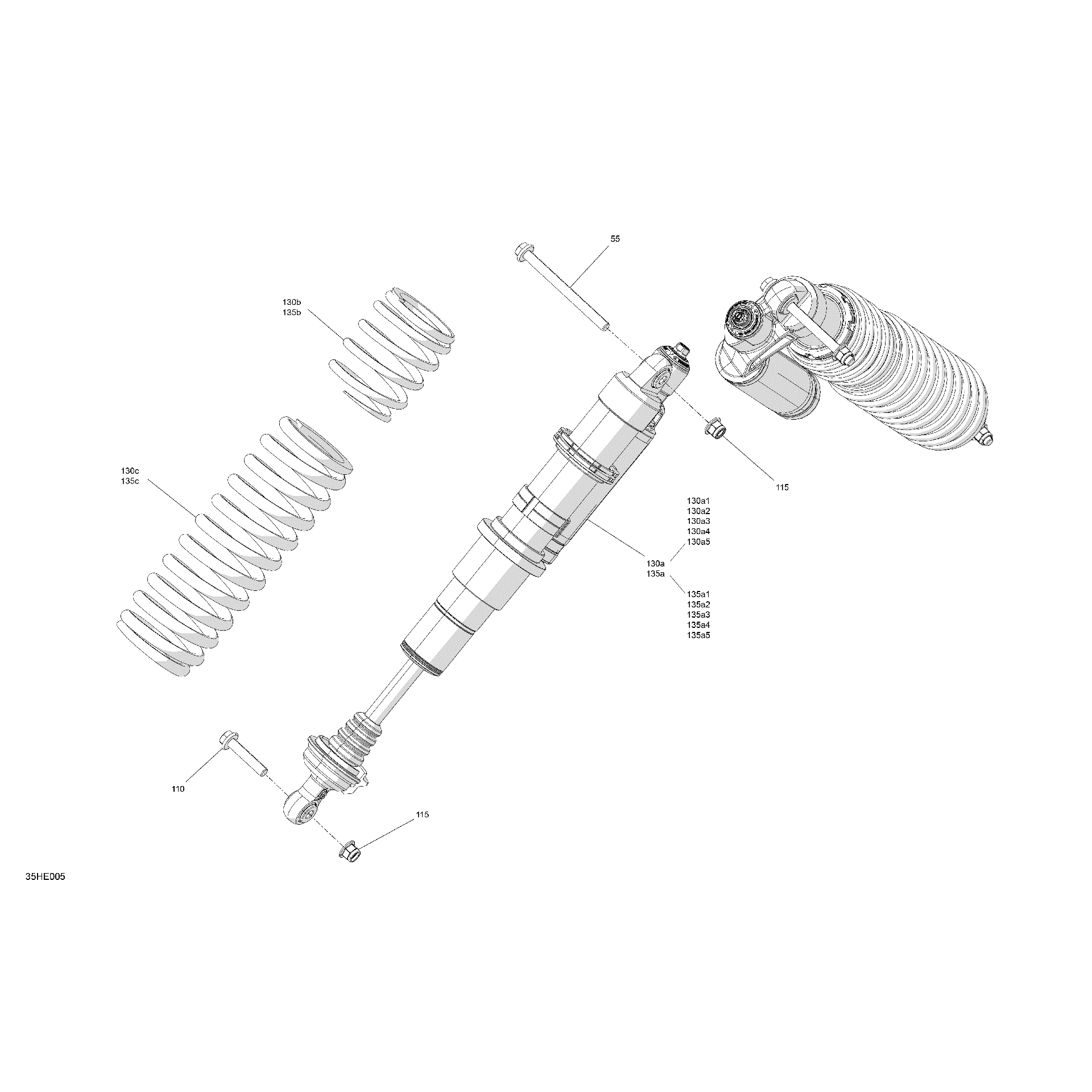 An Image of a Genuine Can-Am Parts Schematic Diagram showing the schematic - SUSPENSION - FRONT SHOCKS