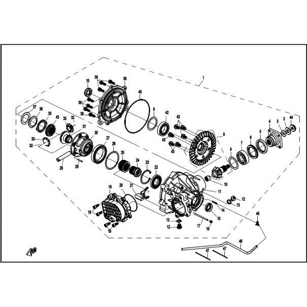 An Image of a Genuine CFMOTO Parts Schematic Diagram showing the schematic - FRONT DIFFERENTIAL - 2016 CFMOTO UFORCE 500