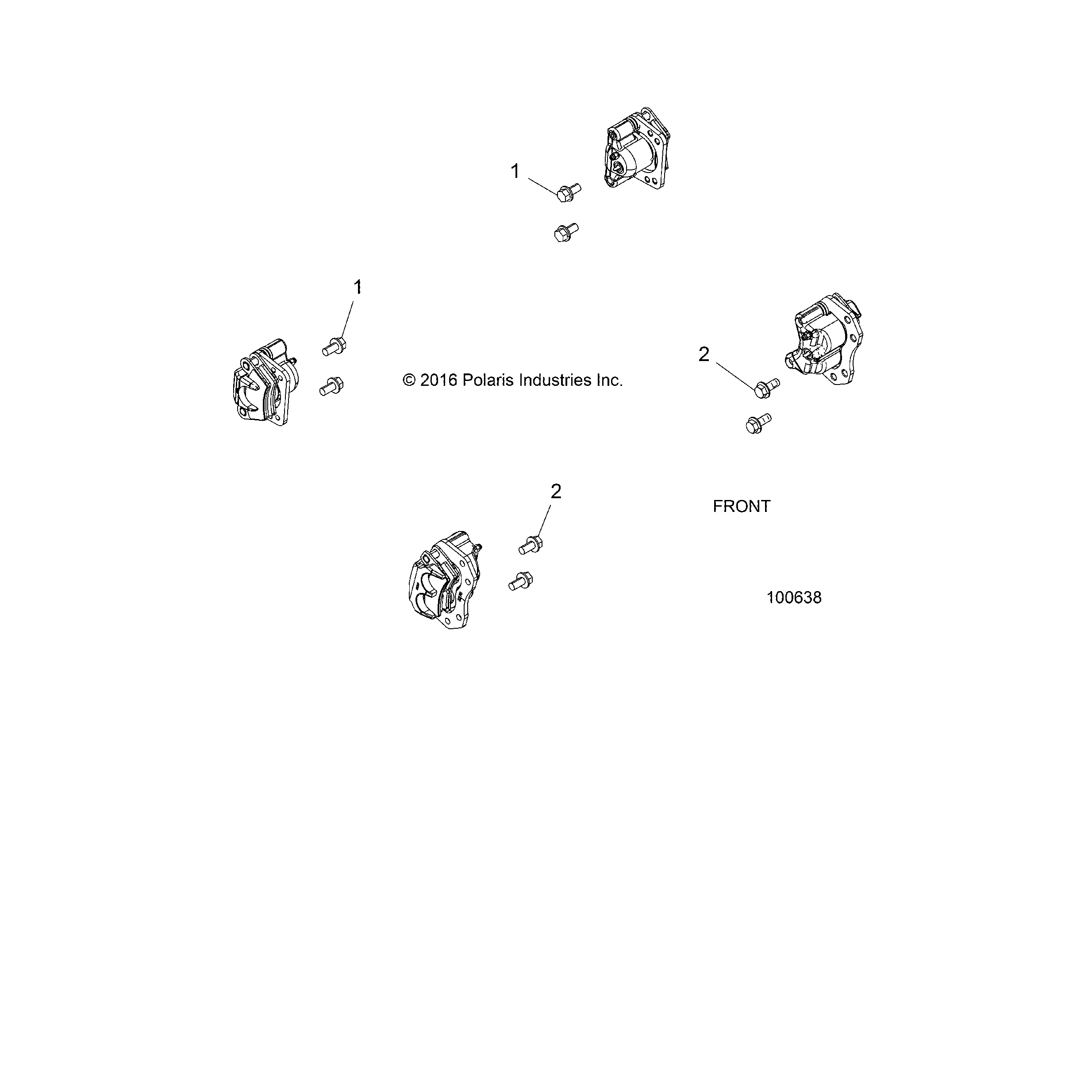 An Image of a Genuine Polaris Parts Schematic Diagram showing the schematic - BRAKES: CALIPER MOUNTING - 2019 POLARIS ACE 900 EPS XC