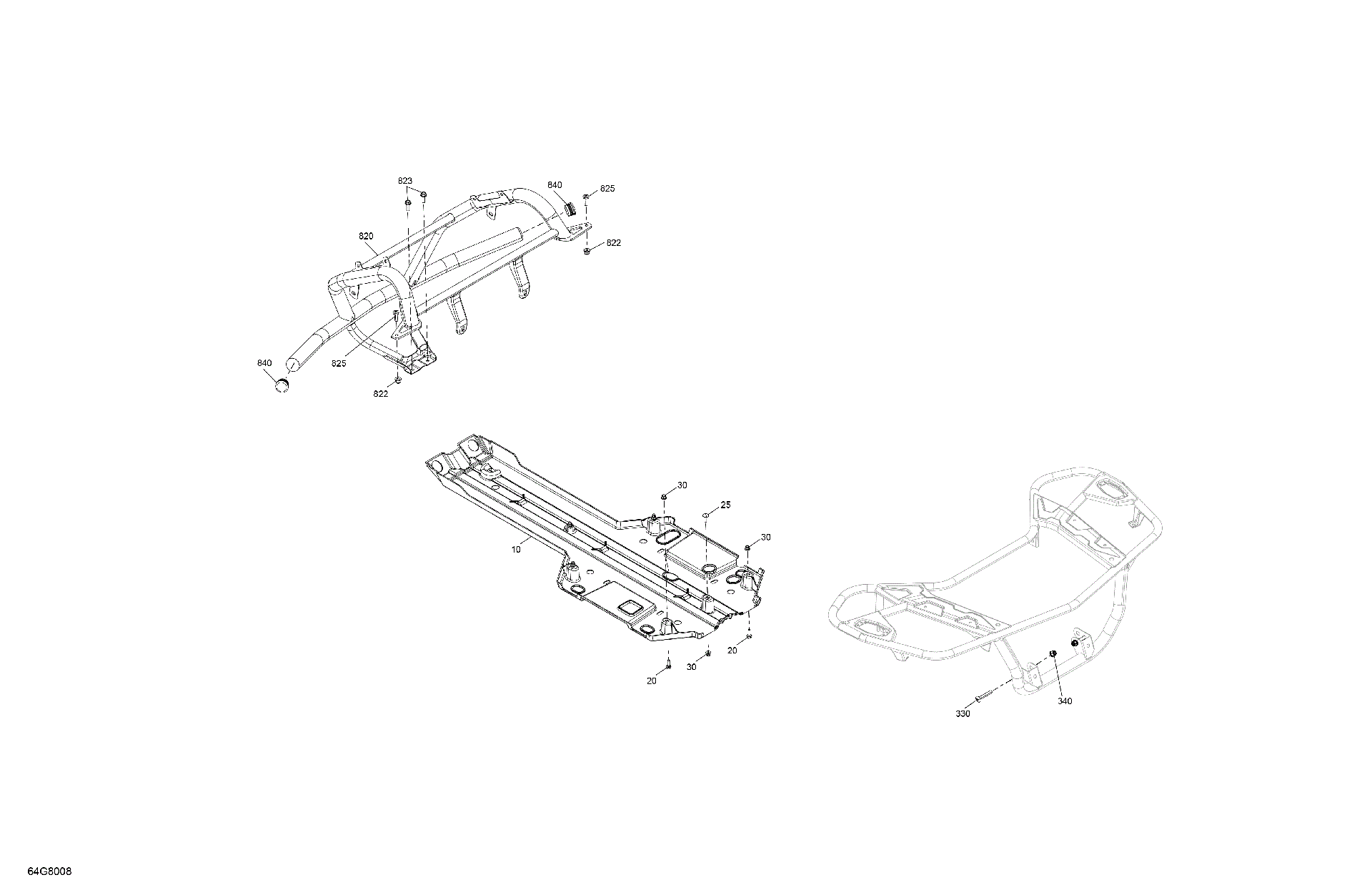An Image of a Genuine Can-Am Parts Schematic Diagram showing the schematic - BODY - SKID PLATE AND BUMPER