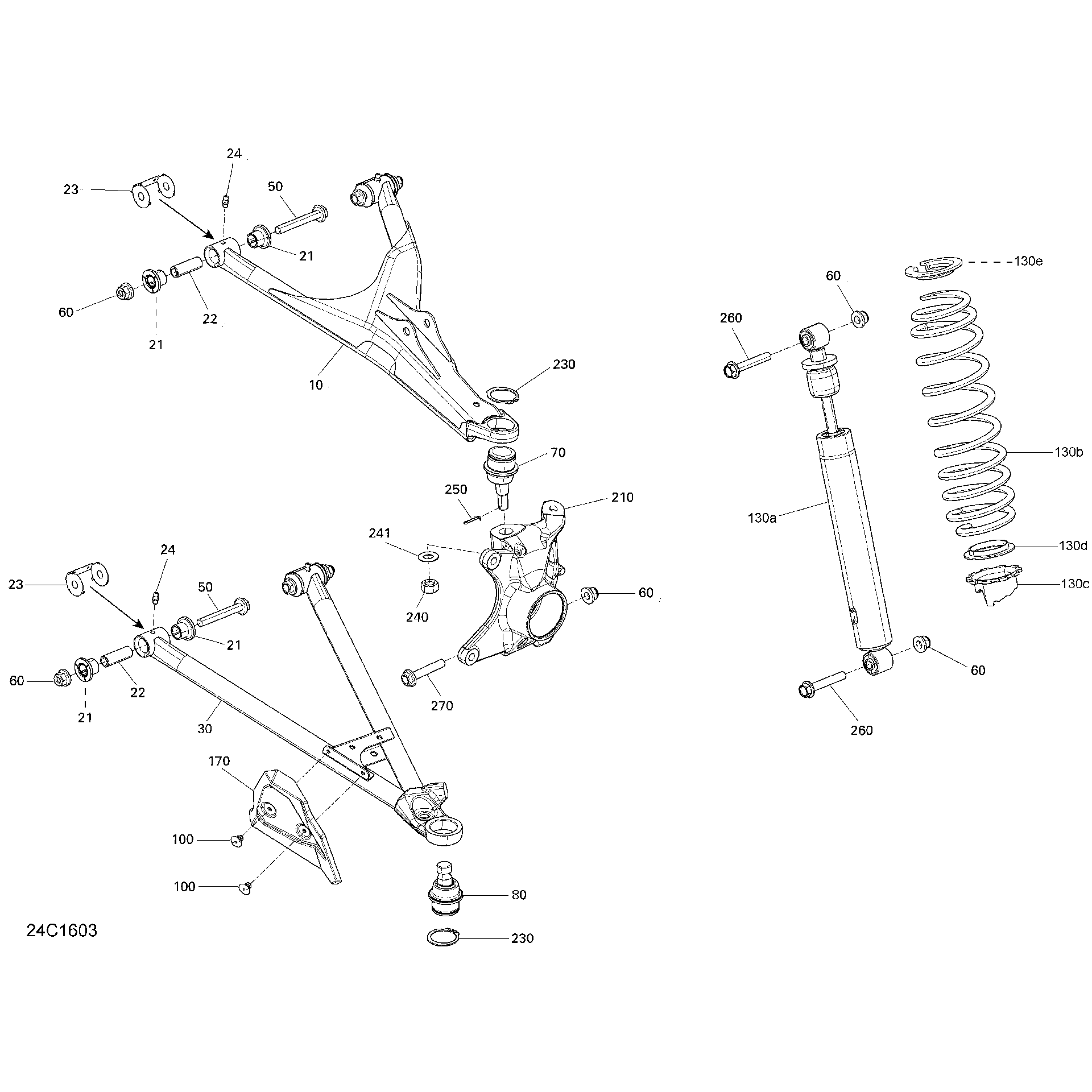 An Image of a Genuine Can-Am Parts Schematic Diagram showing the schematic - FRONT SUSPENSION