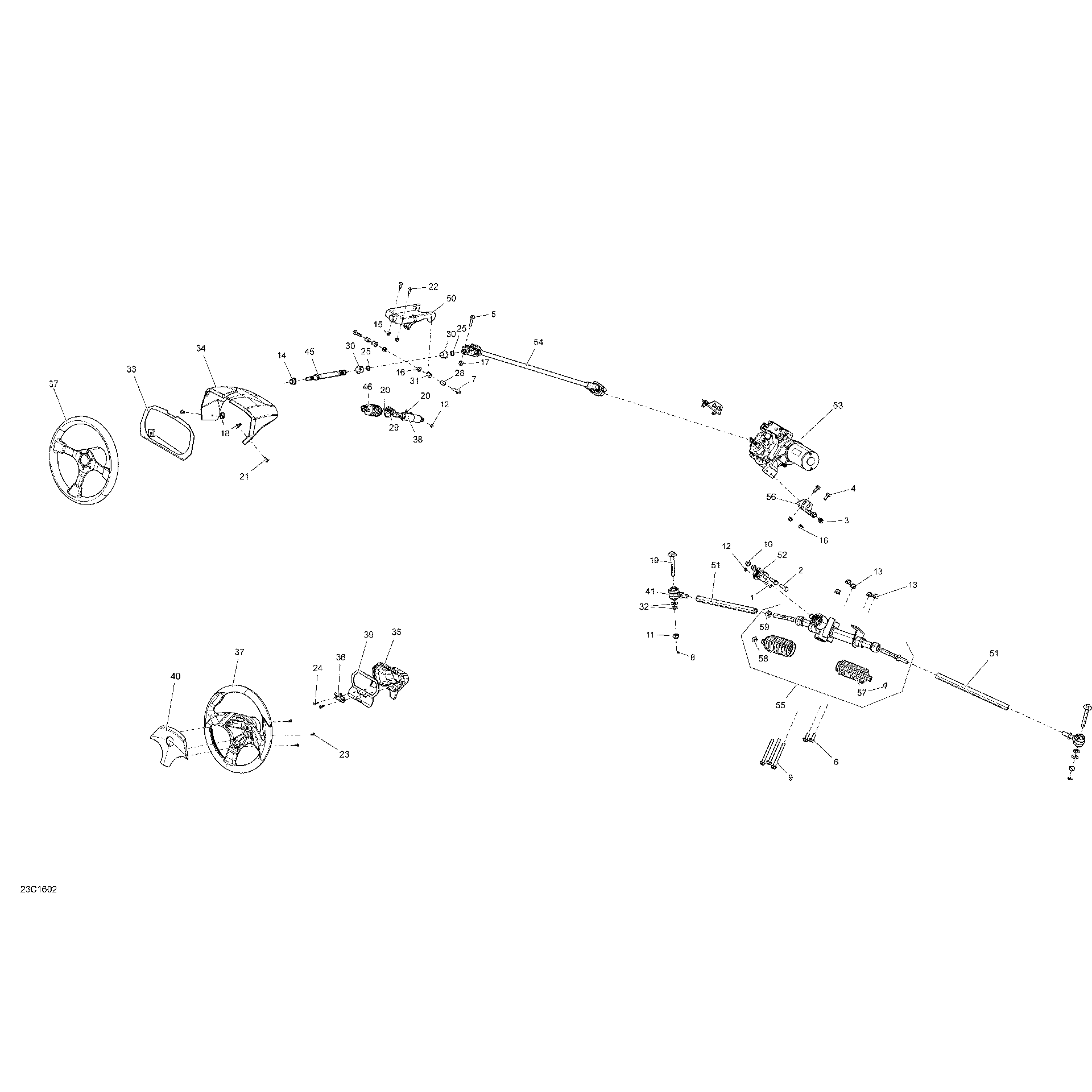 An Image of a Genuine Can-Am Parts Schematic Diagram showing the schematic - STEERING