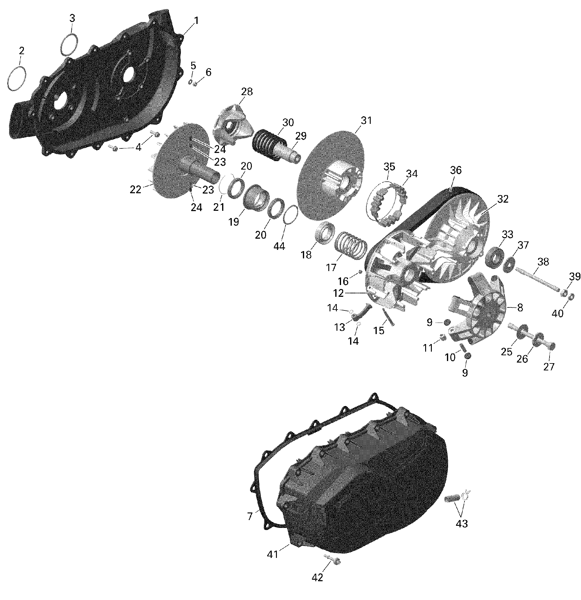 An Image of a Genuine Can-Am Parts Schematic Diagram showing the schematic - ROTAX - TRANSMISSION - C