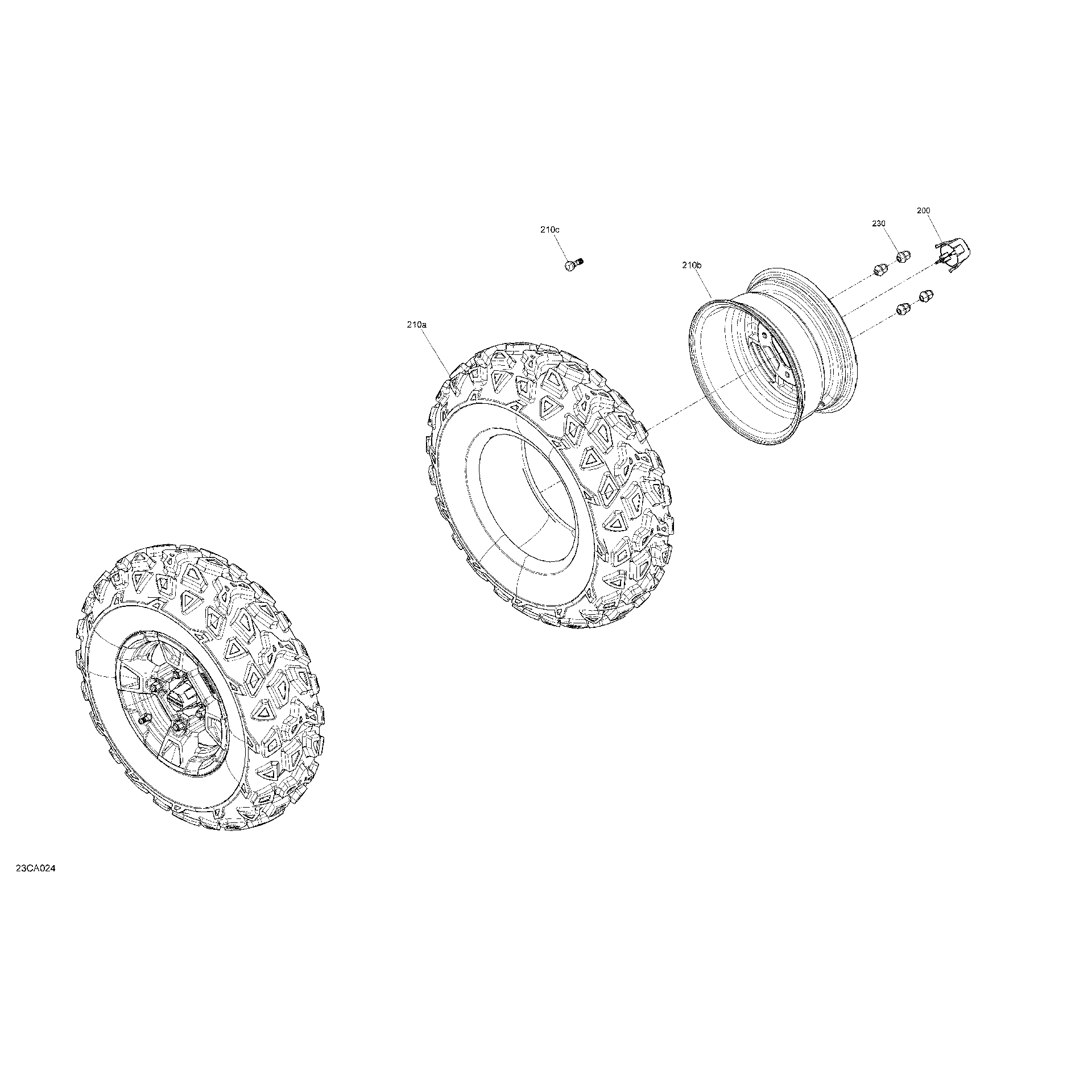 An Image of a Genuine Can-Am Parts Schematic Diagram showing the schematic - DRIVE - FRONT WHEELS - DPS