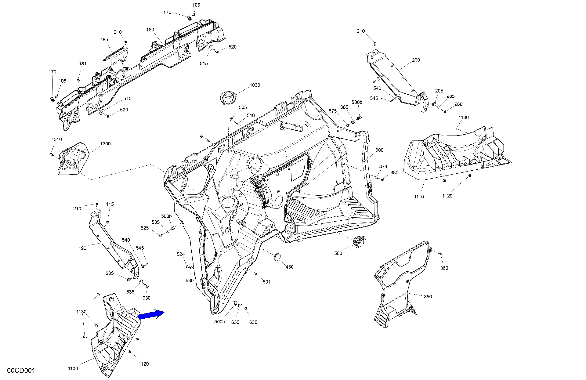An Image of a Genuine Can-Am Parts Schematic Diagram showing the schematic - CAB INTERIOR - FIREWALL