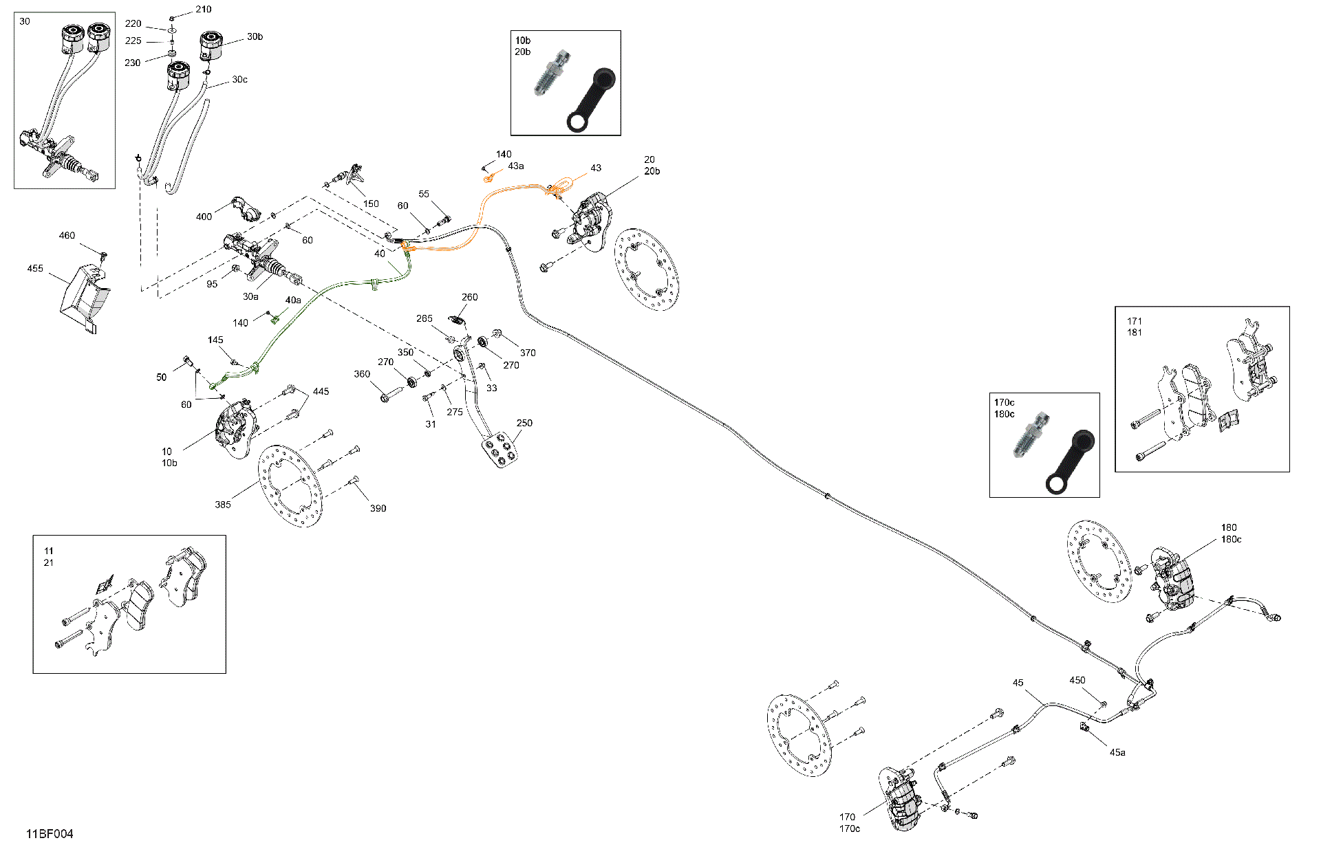An Image of a Genuine Can-Am Parts Schematic Diagram showing the schematic - MECHANIC - BRAKE SYSTEM