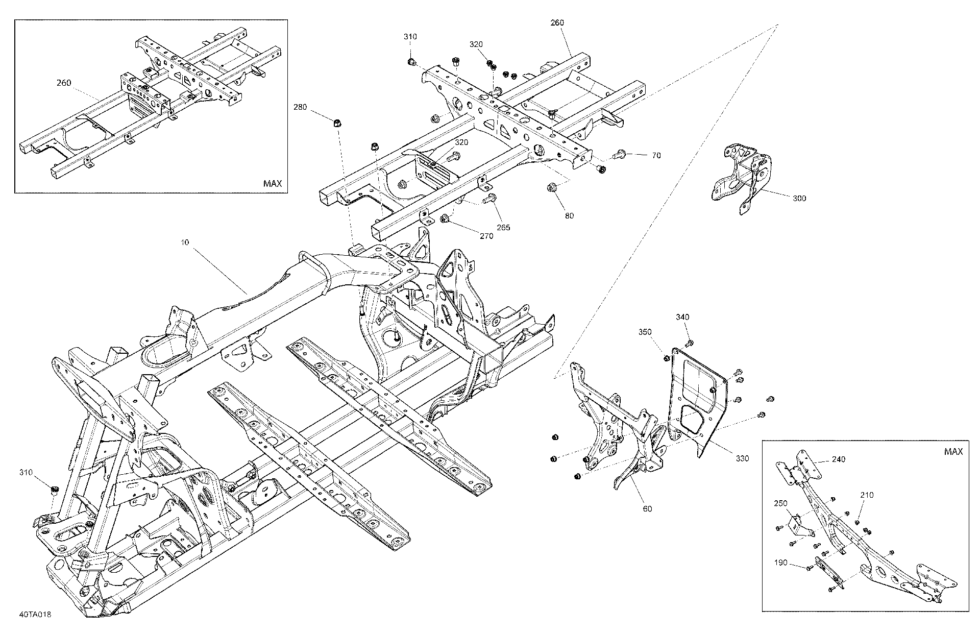 An Image of a Genuine Can-Am Parts Schematic Diagram showing the schematic - FRAME - SYSTEM