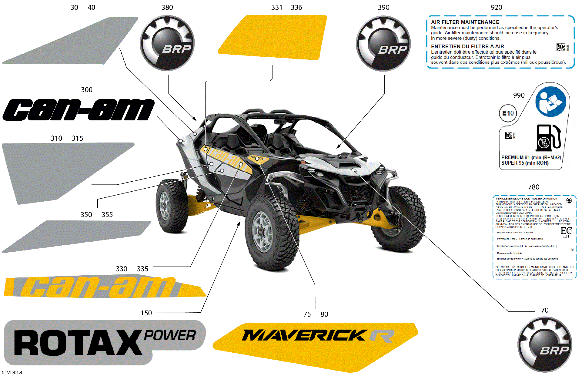 An Image of a Genuine Can-Am Parts Schematic Diagram showing the schematic - BODY - DECALS