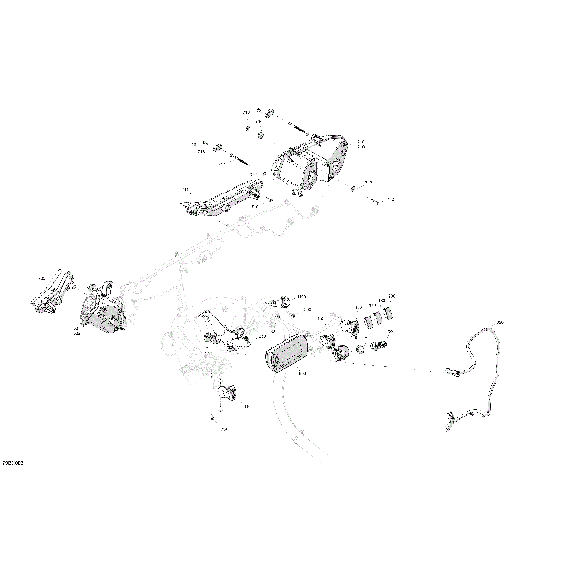 An Image of a Genuine Can-Am Parts Schematic Diagram showing the schematic - ELECTRIC - FRONT SECTION