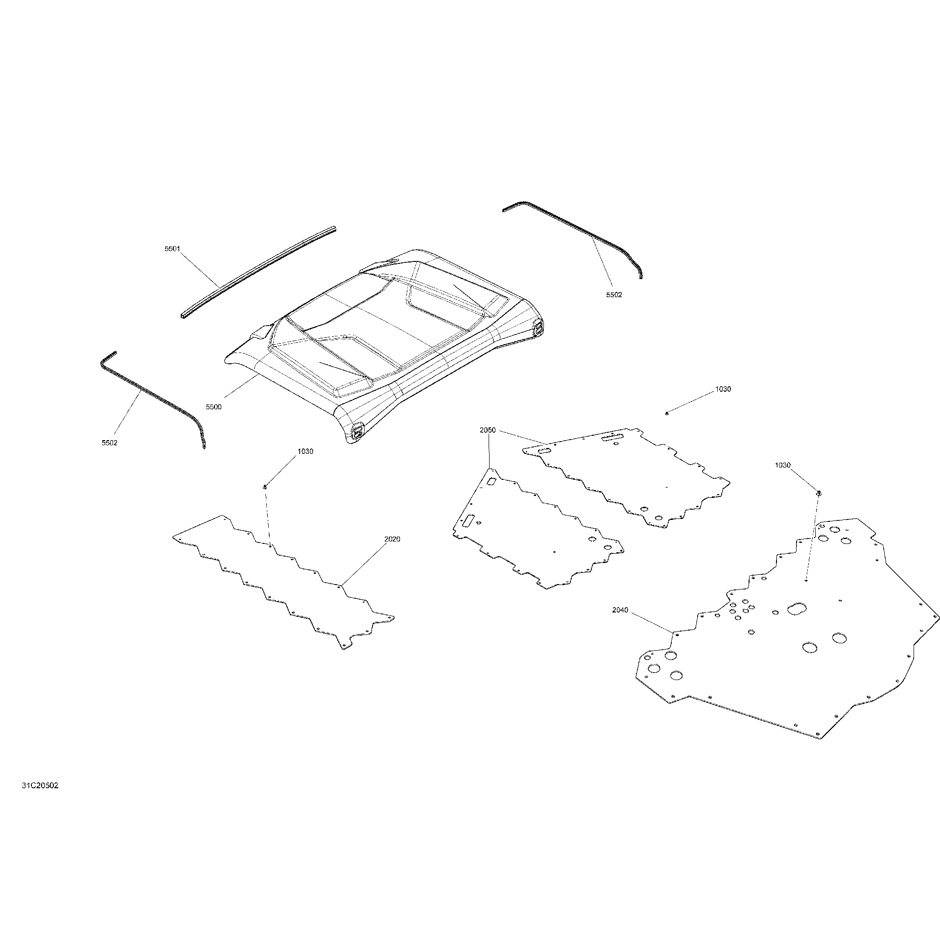 An Image of a Genuine Can-Am Parts Schematic Diagram showing the schematic - BODY - SKID PLATE - XT