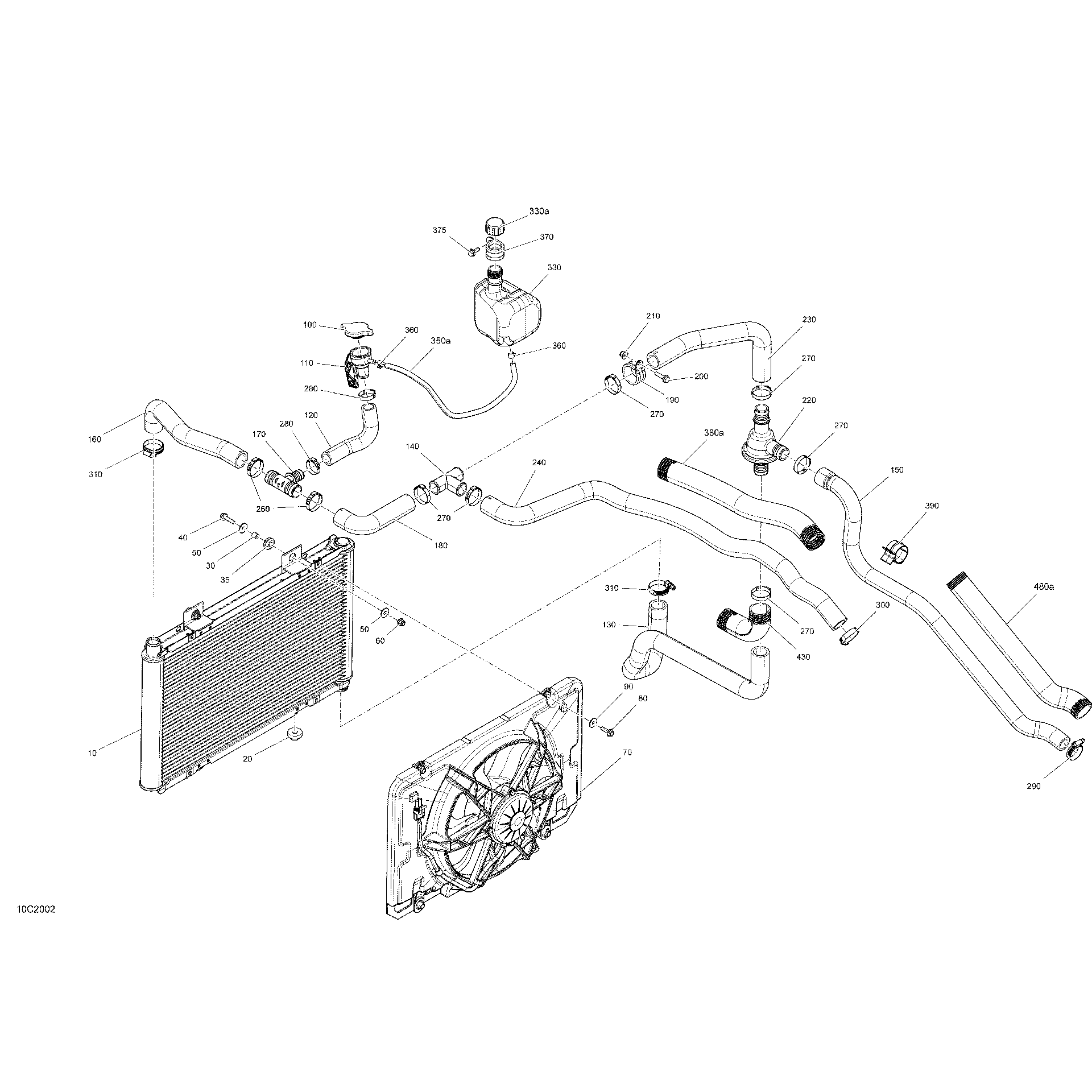 An Image of a Genuine Can-Am Parts Schematic Diagram showing the schematic - COOLING - SYSTEM