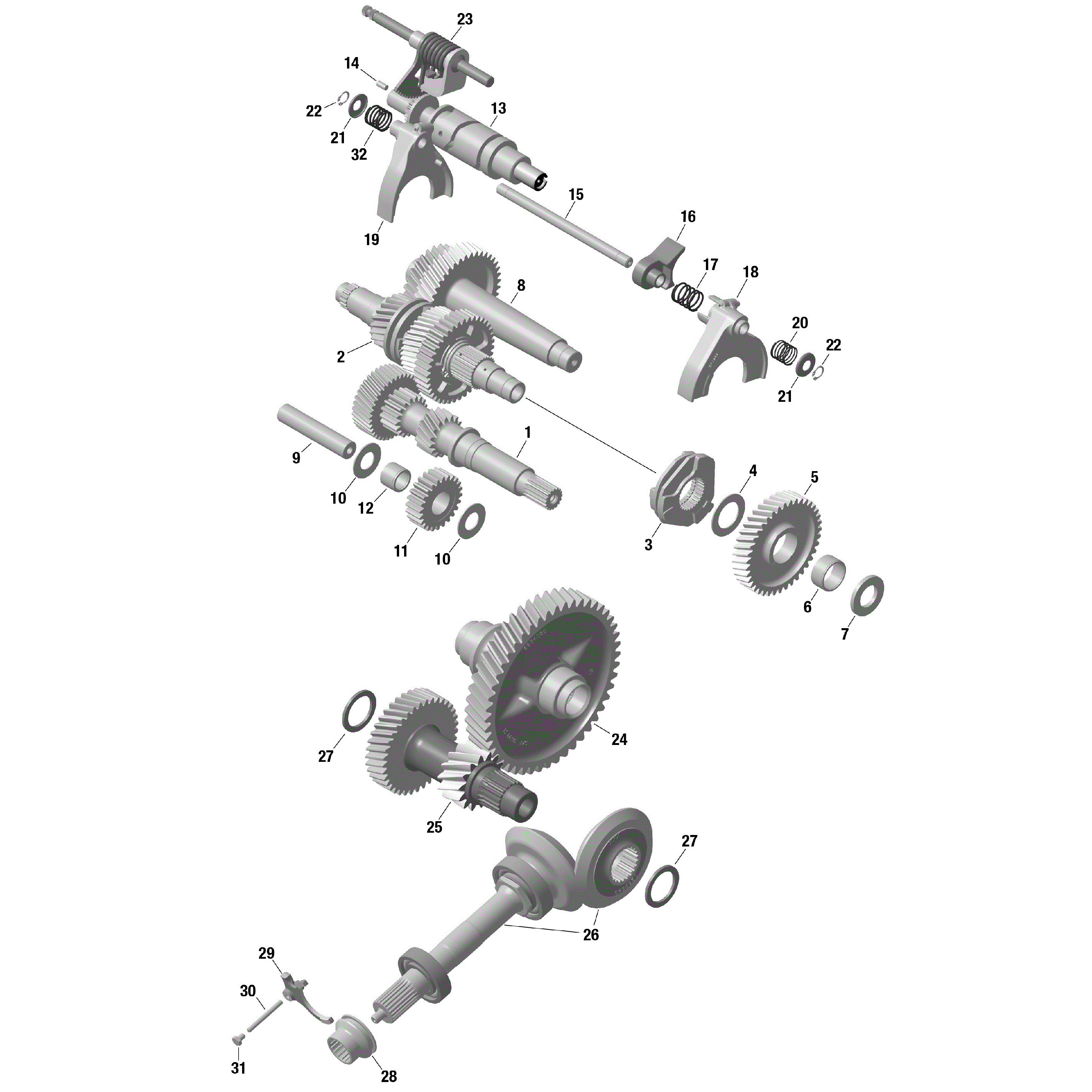 An Image of a Genuine Can-Am Parts Schematic Diagram showing the schematic - ROTAX - GEARBOX 2 - 686788