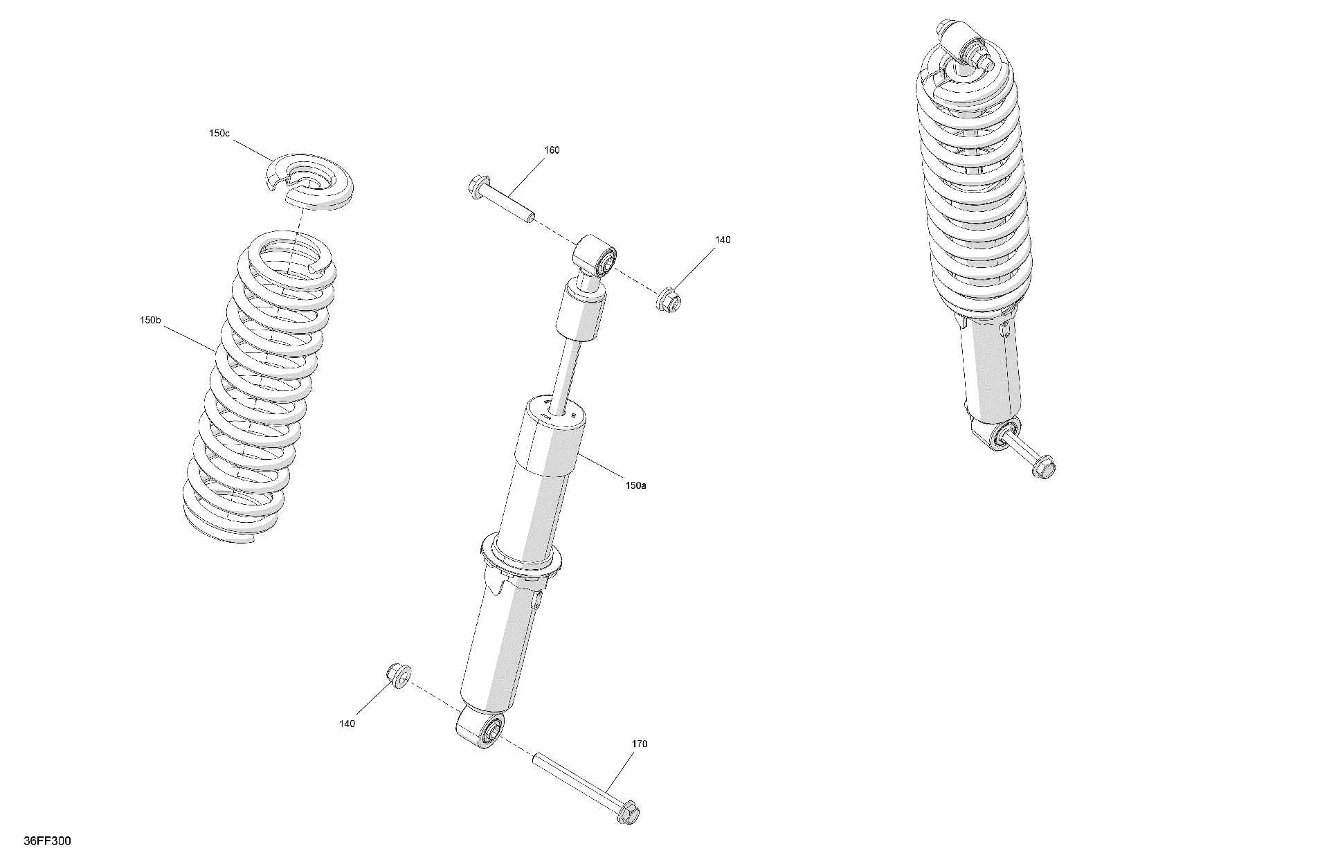 An Image of a Genuine Can-Am Parts Schematic Diagram showing the schematic - SUSPENSION - REAR SHOCKS