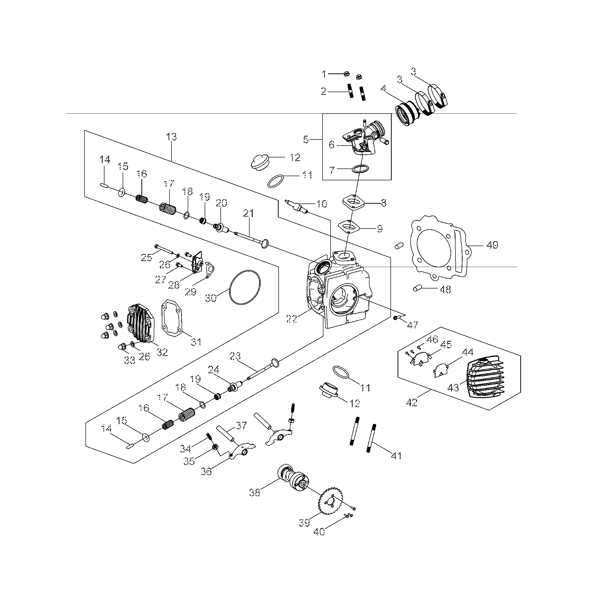 An Image of a Genuine Polaris Parts Schematic Diagram showing the schematic - ENGINE: CYLINDER HEAD - 2016 POLARIS OUTLAW 110