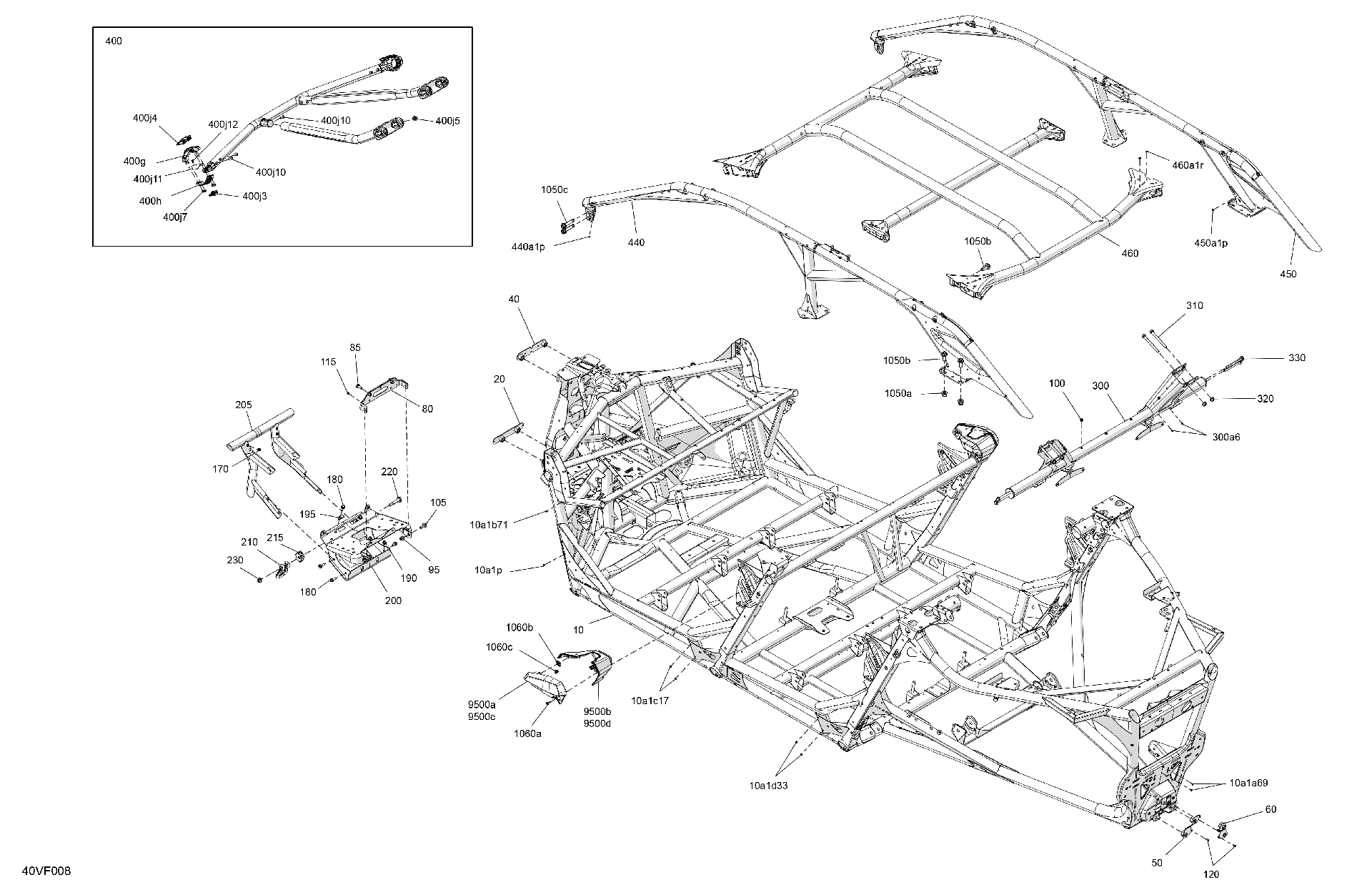 An Image of a Genuine Can-Am Parts Schematic Diagram showing the schematic - FRAME - SYSTEM