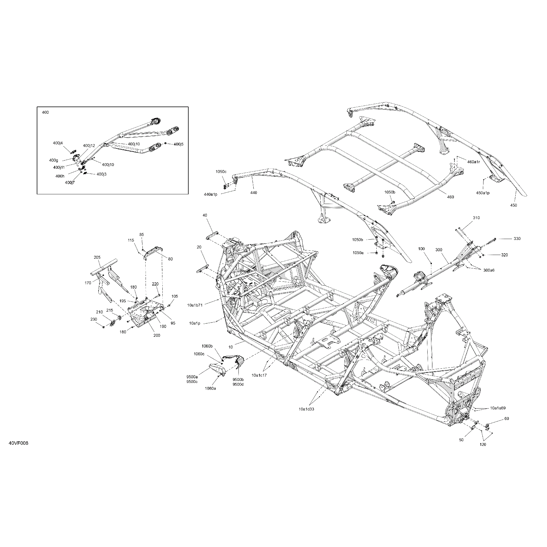An Image of a Genuine Can-Am Parts Schematic Diagram showing the schematic - FRAME - SYSTEM