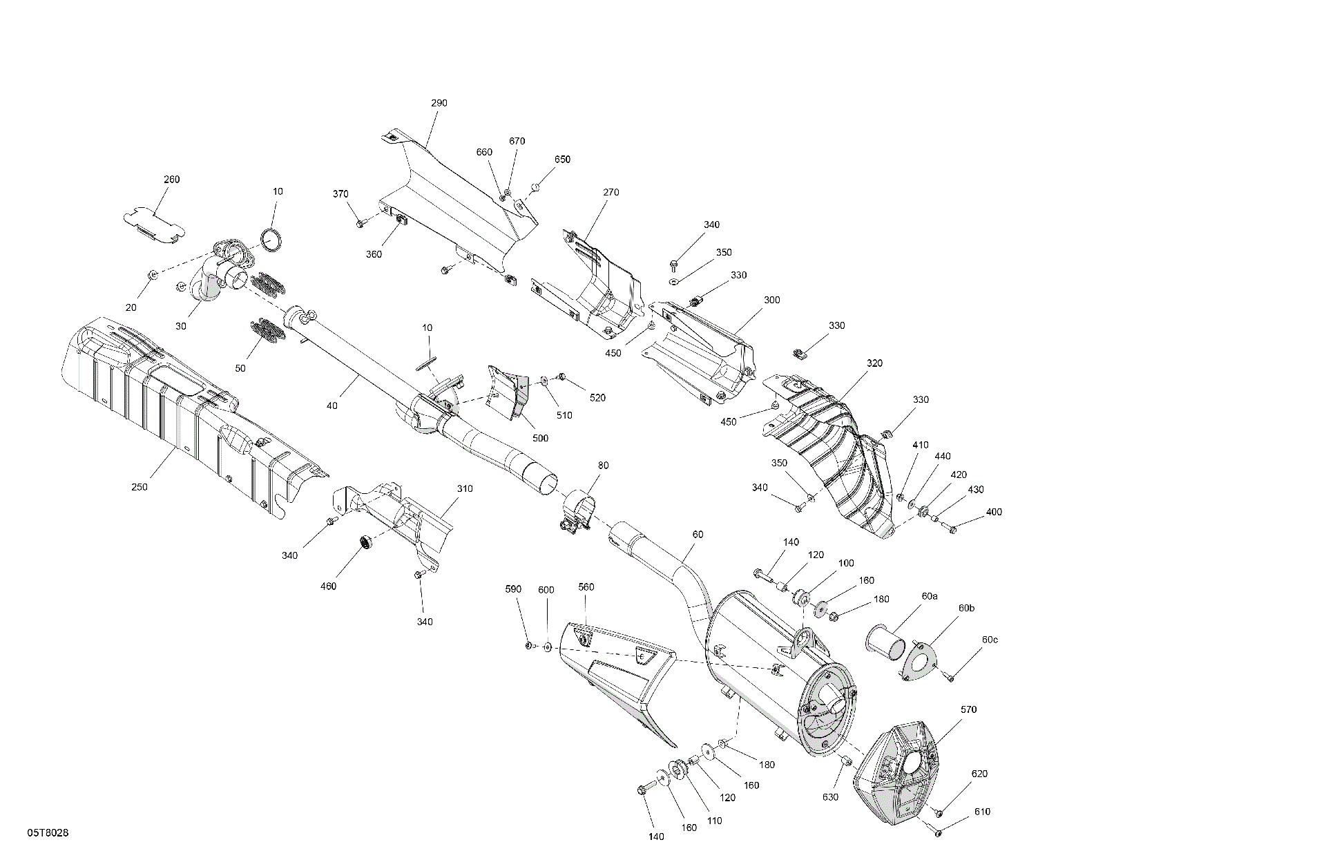 An Image of a Genuine Can-Am Parts Schematic Diagram showing the schematic - ENGINE - EXHAUST