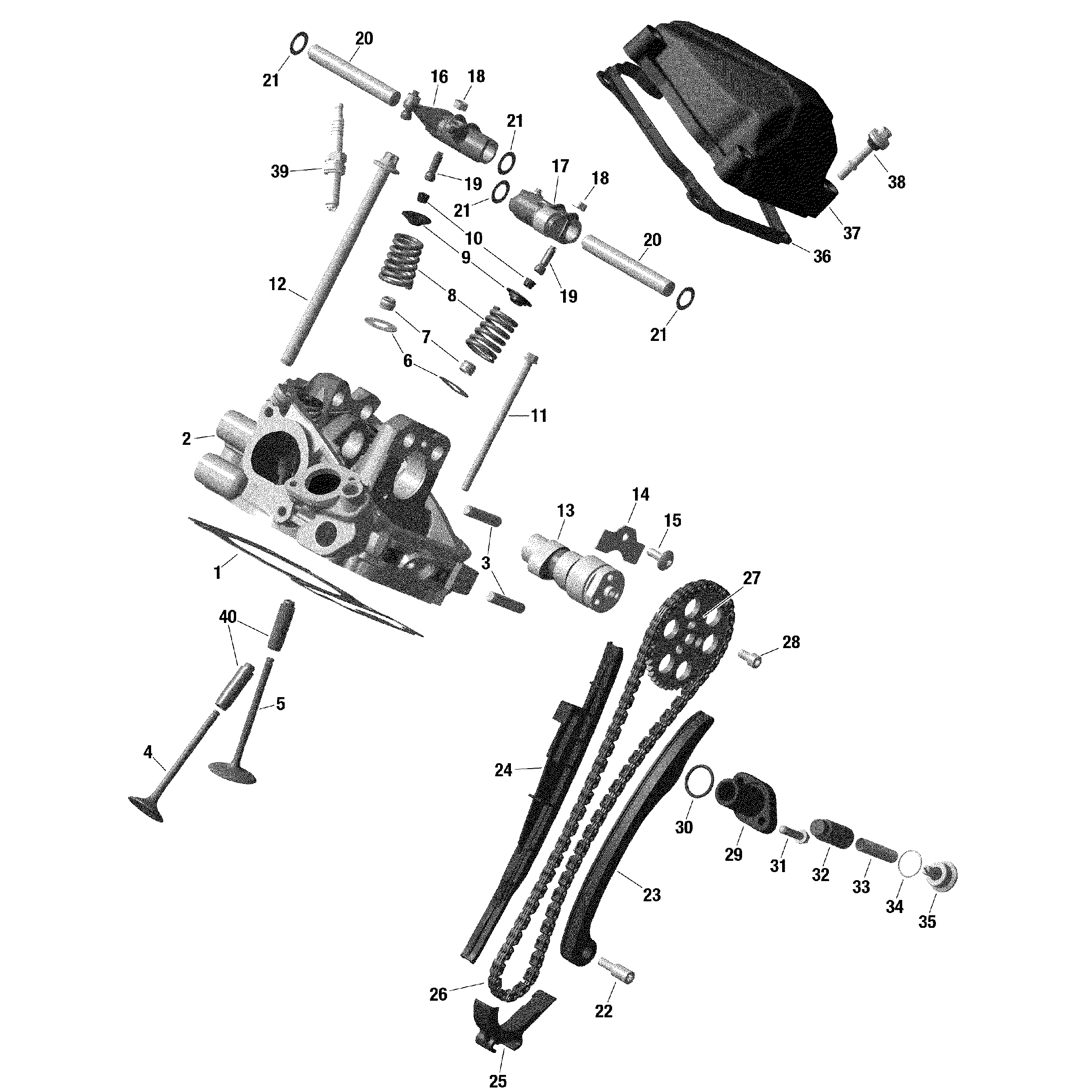 An Image of a Genuine Can-Am Parts Schematic Diagram showing the schematic - ROTAX - CYLINDER HEAD REAR