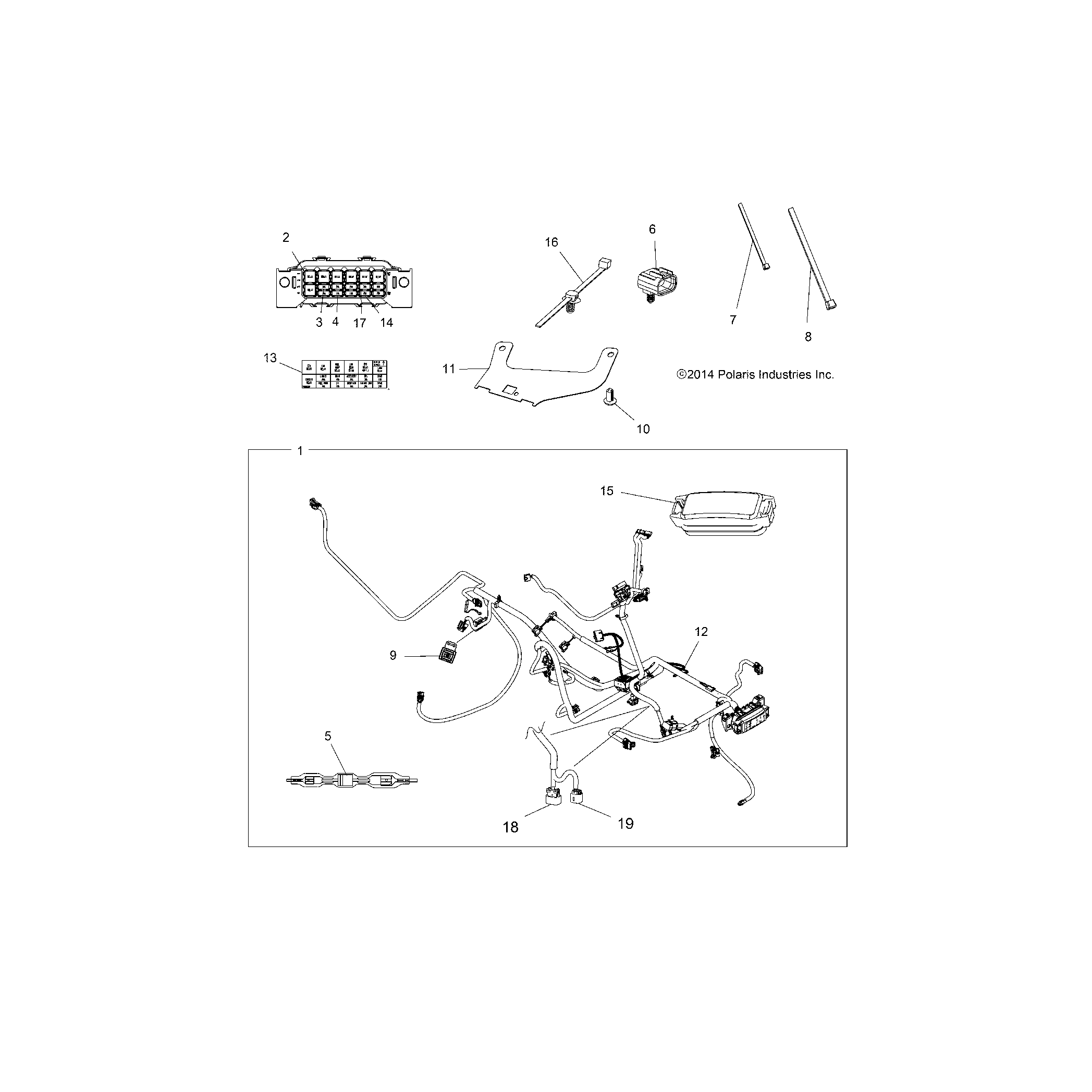 An Image of a Genuine Polaris Parts Schematic Diagram showing the schematic - ELECTRICAL: HARNESS - 2015 POLARIS SPORTSMAN 1000 XP