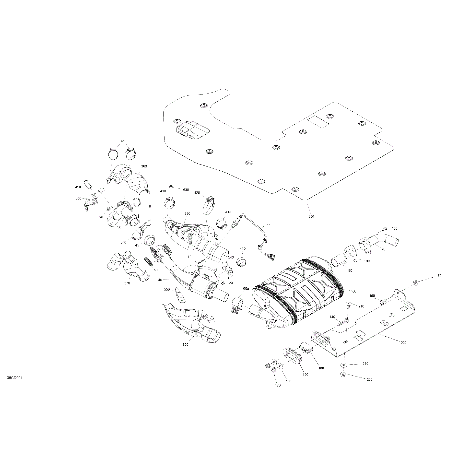 An Image of a Genuine Can-Am Parts Schematic Diagram showing the schematic - ENGINE - EXHAUST