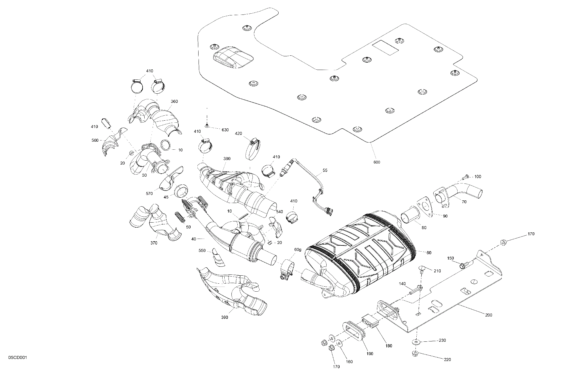 An Image of a Genuine Can-Am Parts Schematic Diagram showing the schematic - ENGINE - EXHAUST