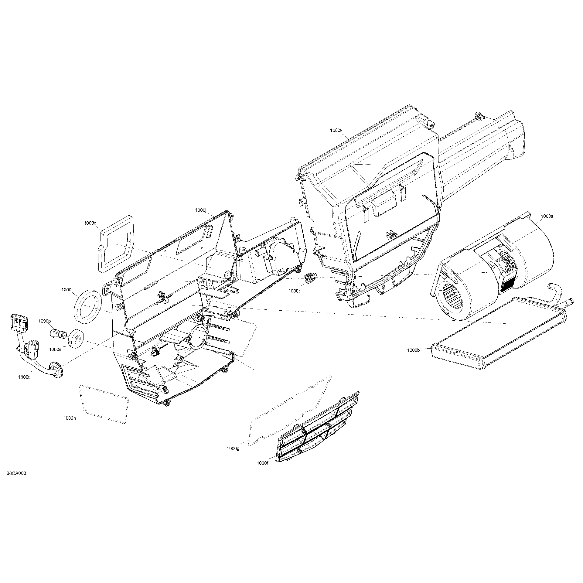 An Image of a Genuine Can-Am Parts Schematic Diagram showing the schematic - BODY - ENCLOSURE CAB - AIR CONDITIONING UNIT
