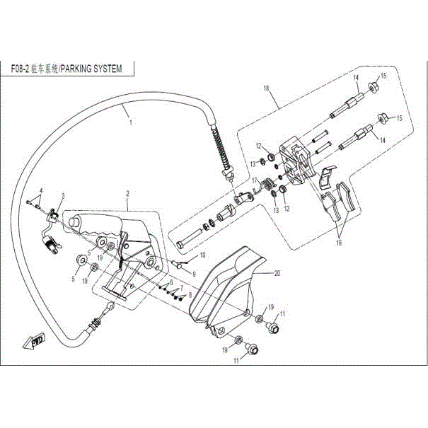 An Image of a Genuine CFMOTO Parts Schematic Diagram showing the schematic - PARKING SYSTEM - 2015 CFMOTO ZFORCE 800 Trail