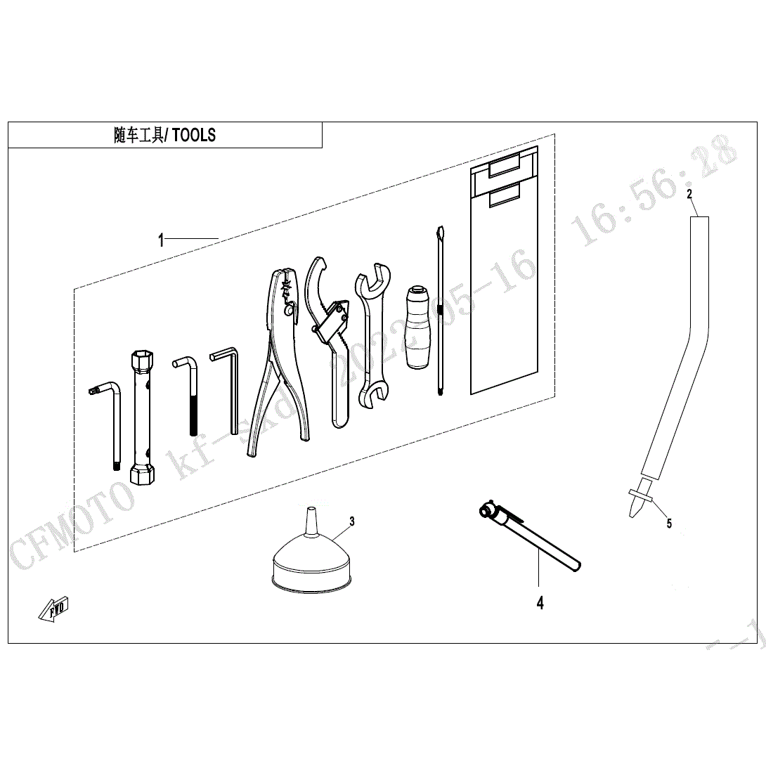An Image of a Genuine CFMOTO Parts Schematic Diagram showing the schematic - TOOLS - 2024 CFMOTO UFORCE 600