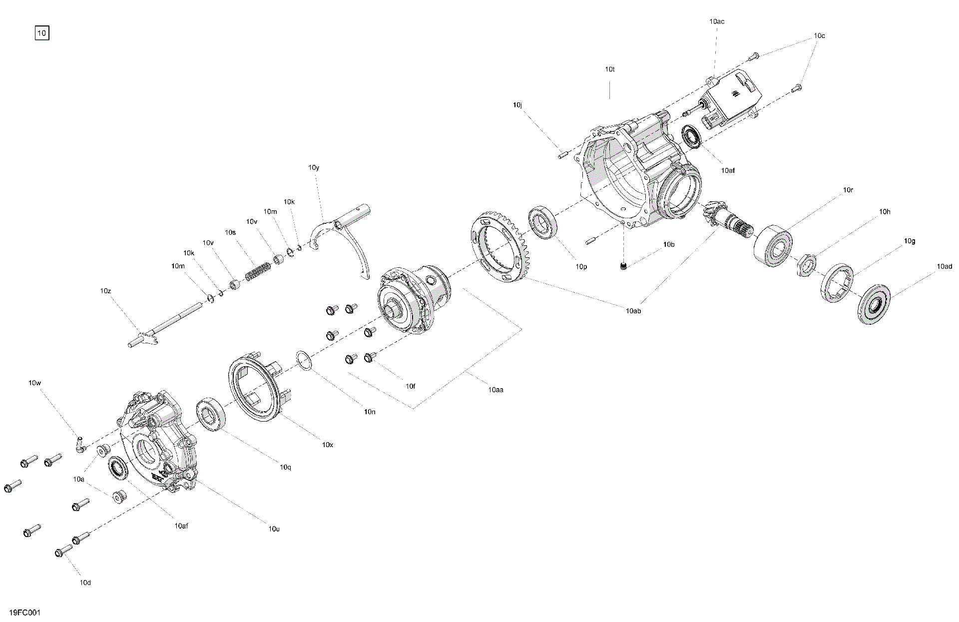 An Image of a Genuine Can-Am Parts Schematic Diagram showing the schematic - DRIVE - FRONT - DIFFERENTIAL PARTS