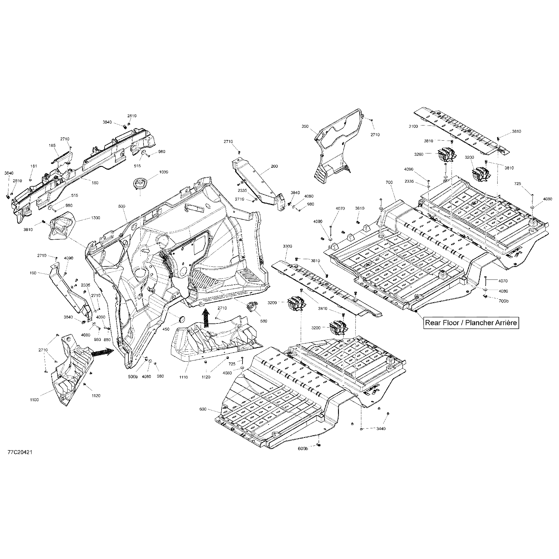 An Image of a Genuine Can-Am Parts Schematic Diagram showing the schematic - CAB INTERIOR - FIRE WALL