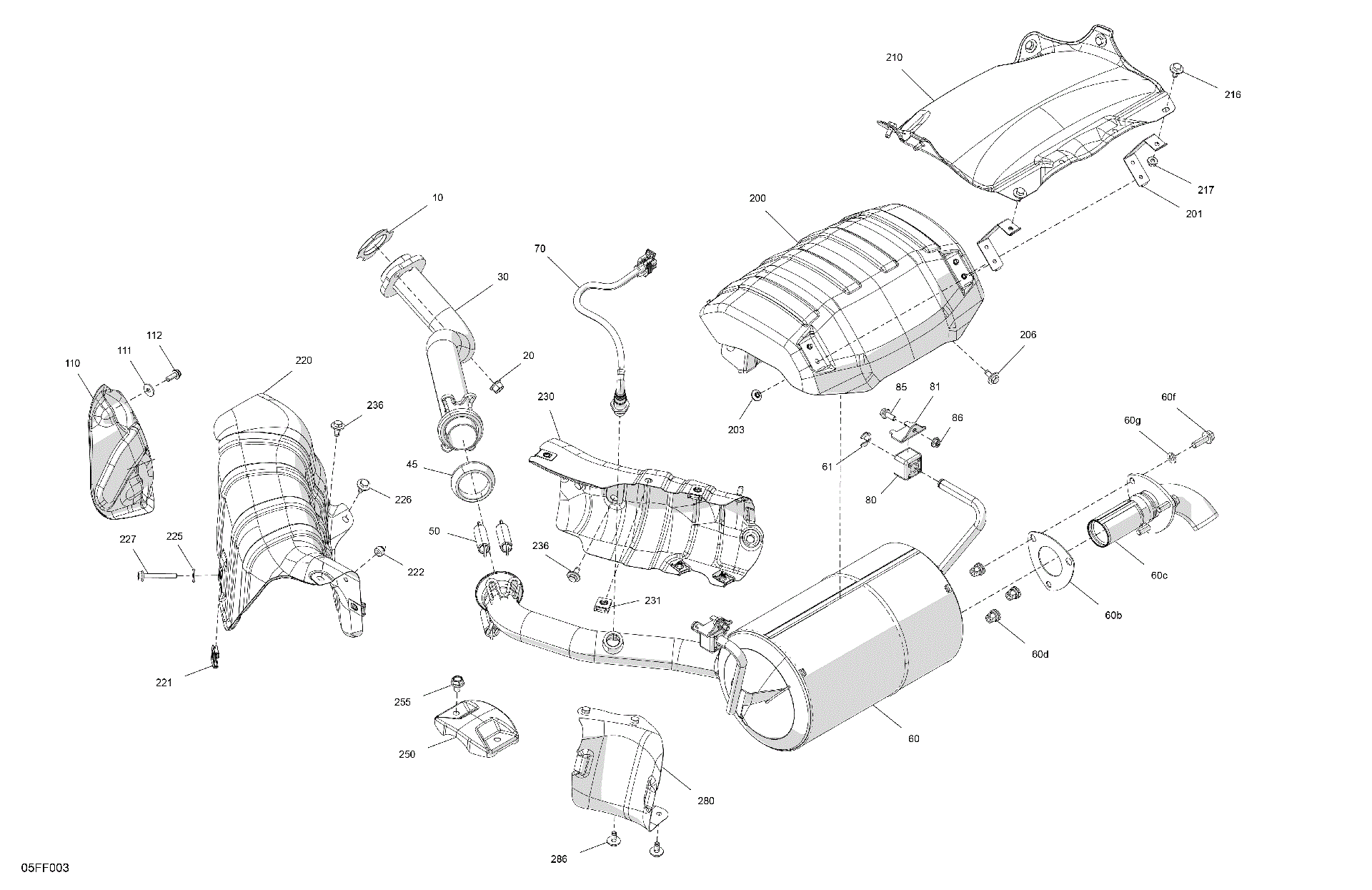 An Image of a Genuine Can-Am Parts Schematic Diagram showing the schematic - ENGINE - EXHAUST