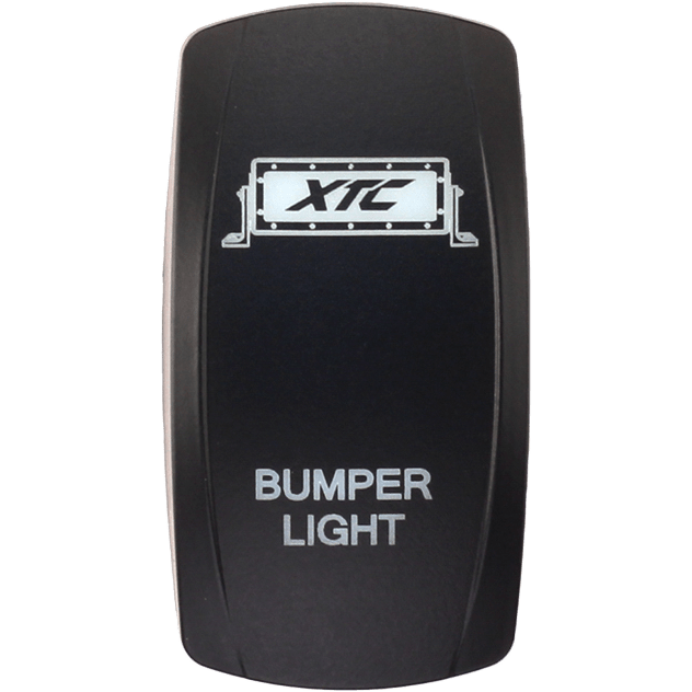 A black Dash Switch Rocker Face for Bumper Light Bar by XTC Power with the XTC logo at the top and white BUMPER LIGHT text below.