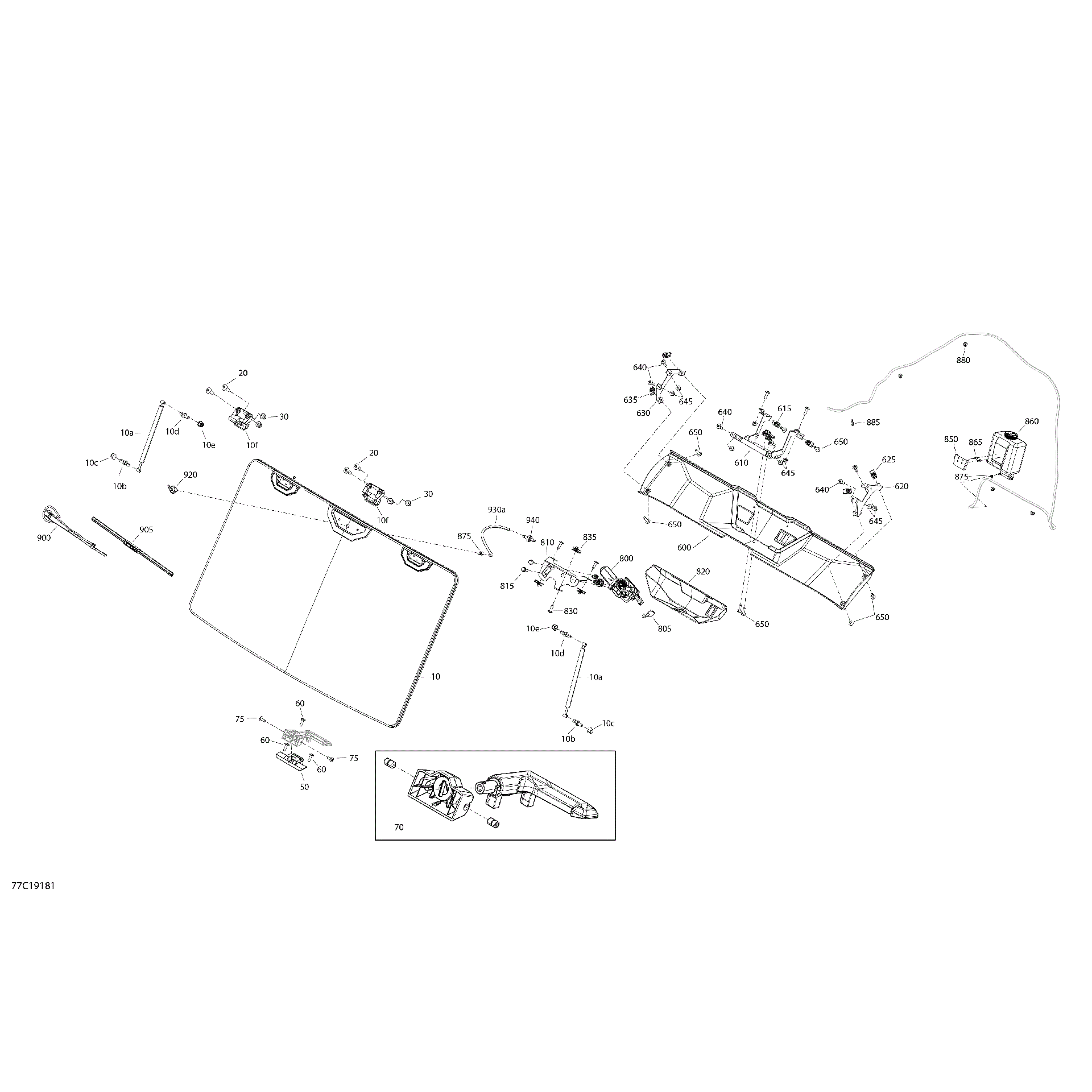 An Image of a Genuine Can-Am Parts Schematic Diagram showing the schematic - ENCLOSURE CAB - HD10 - XT CAB - NORTH AMERICA - WINDSHIELD SECTION - RADIO SUPPORT PARTS
