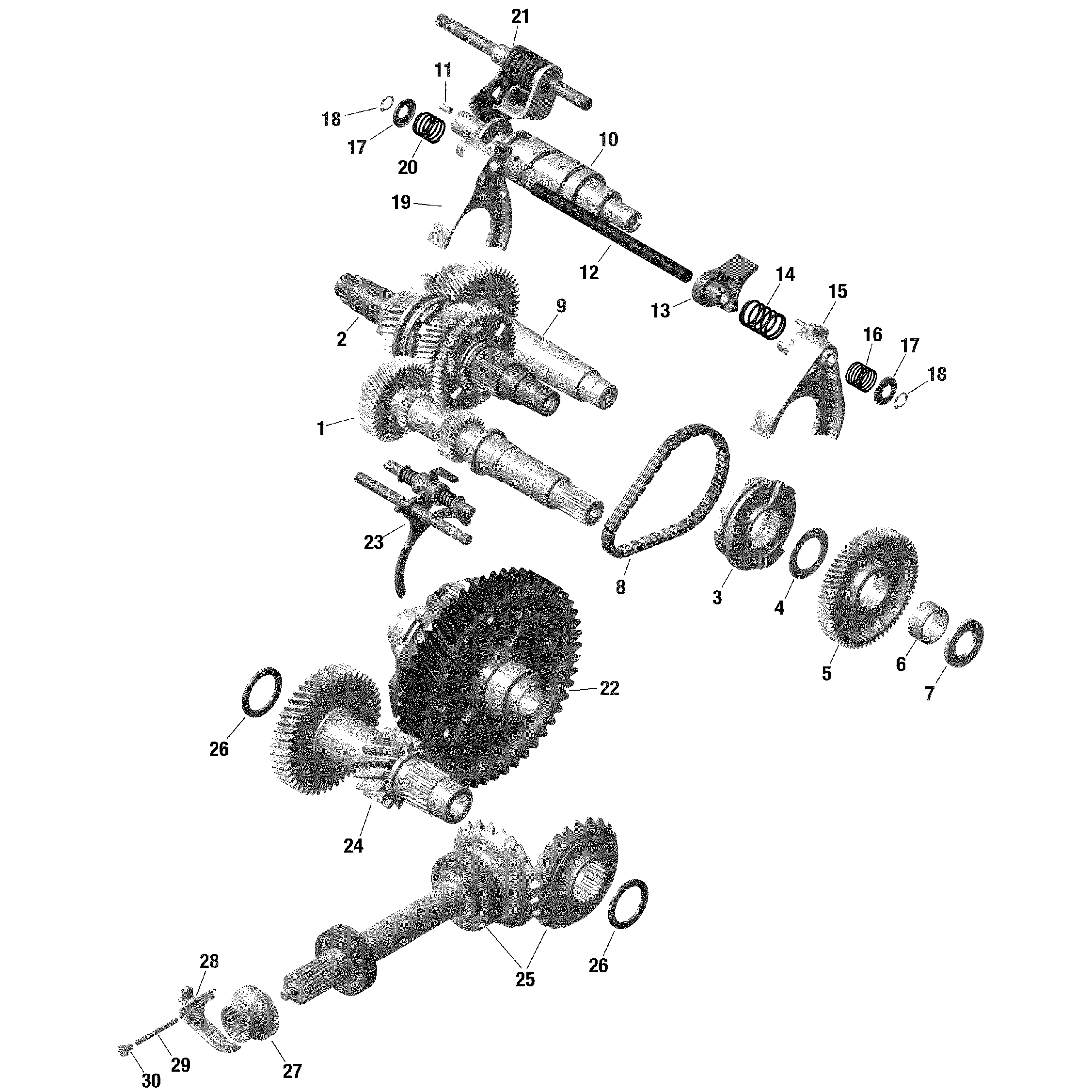 An Image of a Genuine Can-Am Parts Schematic Diagram showing the schematic - GEAR BOX 2 - 796