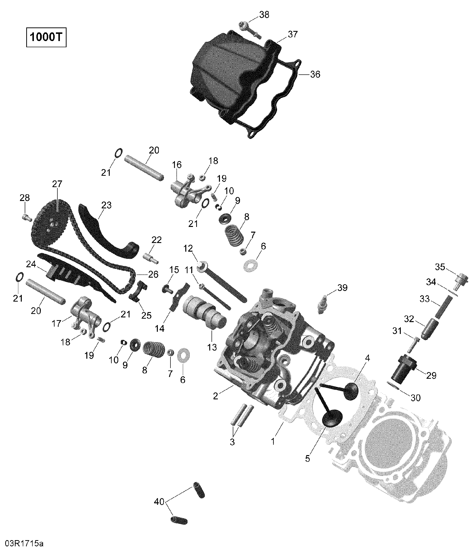 An Image of a Genuine Can-Am Parts Schematic Diagram showing the schematic - CYLINDER HEAD FRONT - TURBO