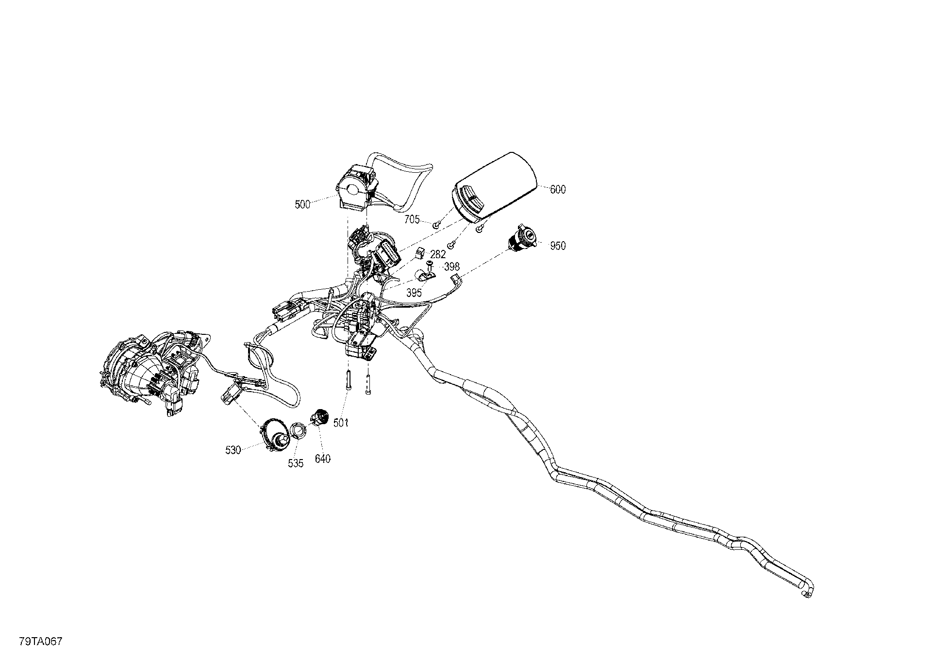An Image of a Genuine Can-Am Parts Schematic Diagram showing the schematic - ELECTRIC - FRONT SYSTEM