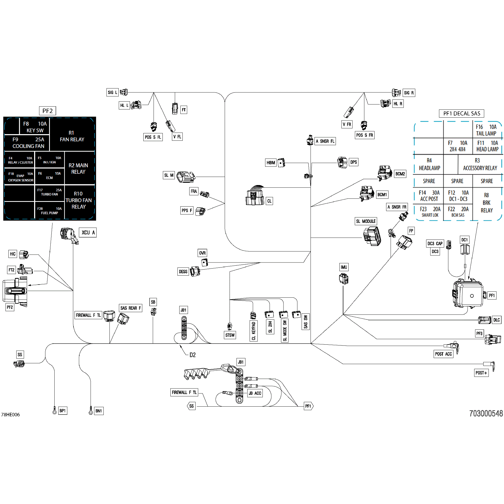 An Image of a Genuine Can-Am Parts Schematic Diagram showing the schematic - ELECTRIC - MAIN HARNESS - 710009873