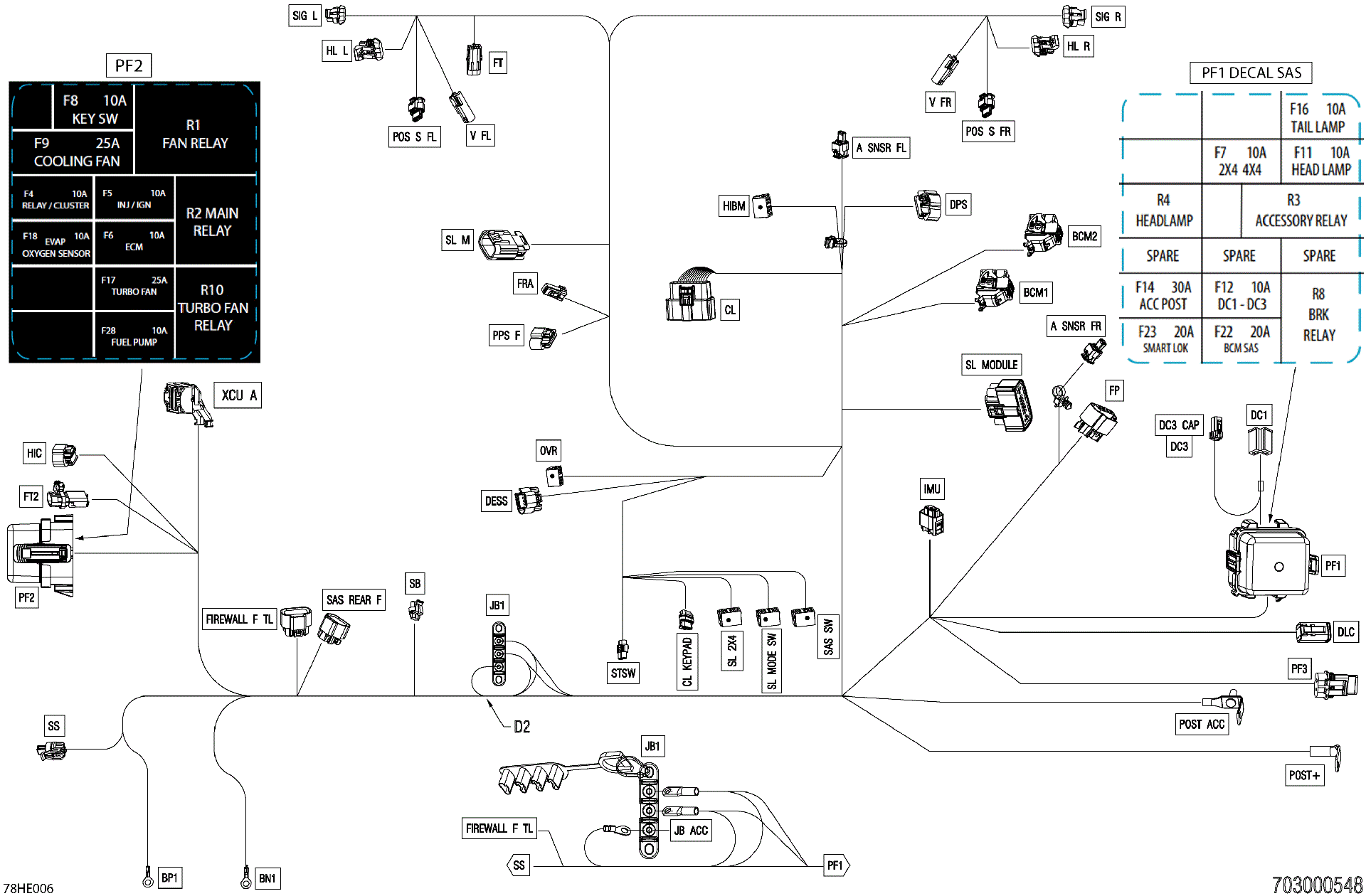 An Image of a Genuine Can-Am Parts Schematic Diagram showing the schematic - ELECTRIC - MAIN HARNESS - 710009873