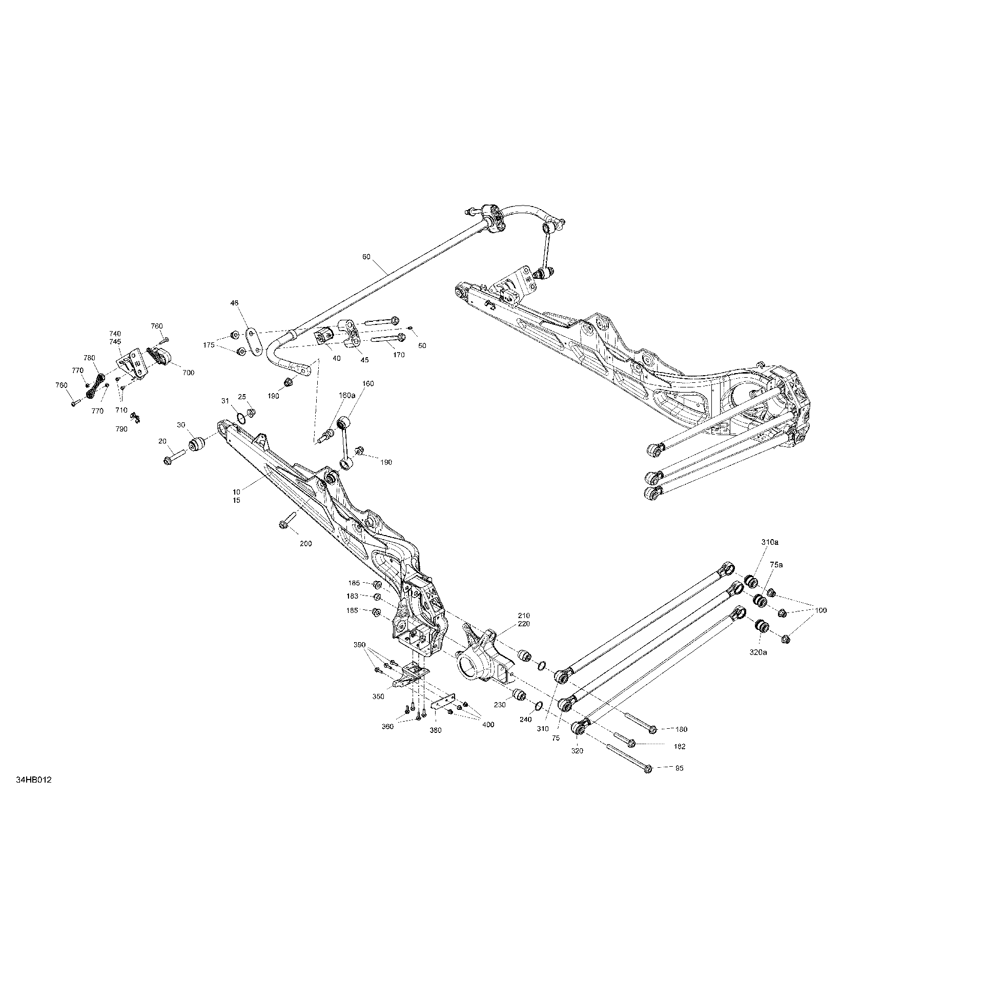 An Image of a Genuine Can-Am Parts Schematic Diagram showing the schematic - SUSPENSION - REAR COMPONENTS