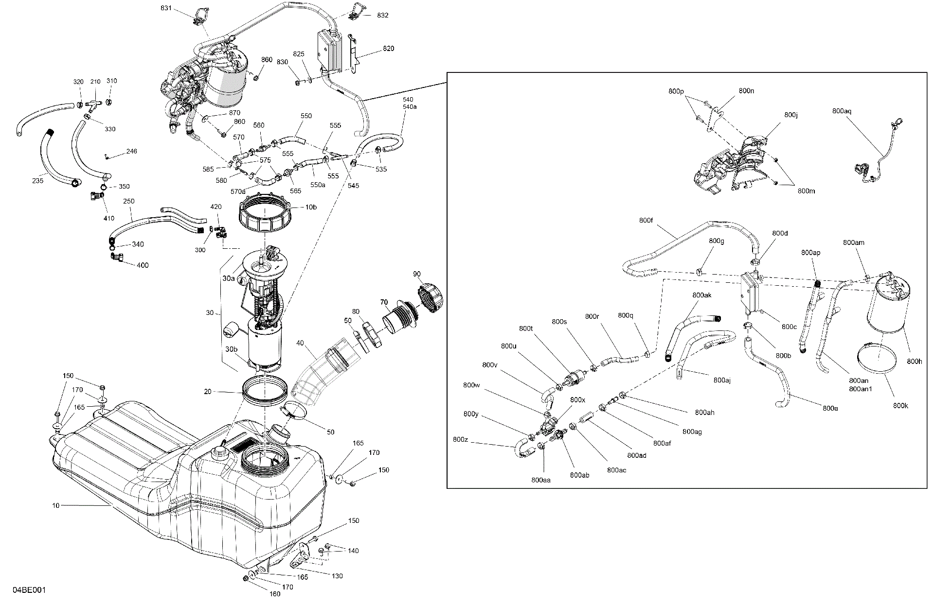 An Image of a Genuine Can-Am Parts Schematic Diagram showing the schematic - ENGINE - FUEL