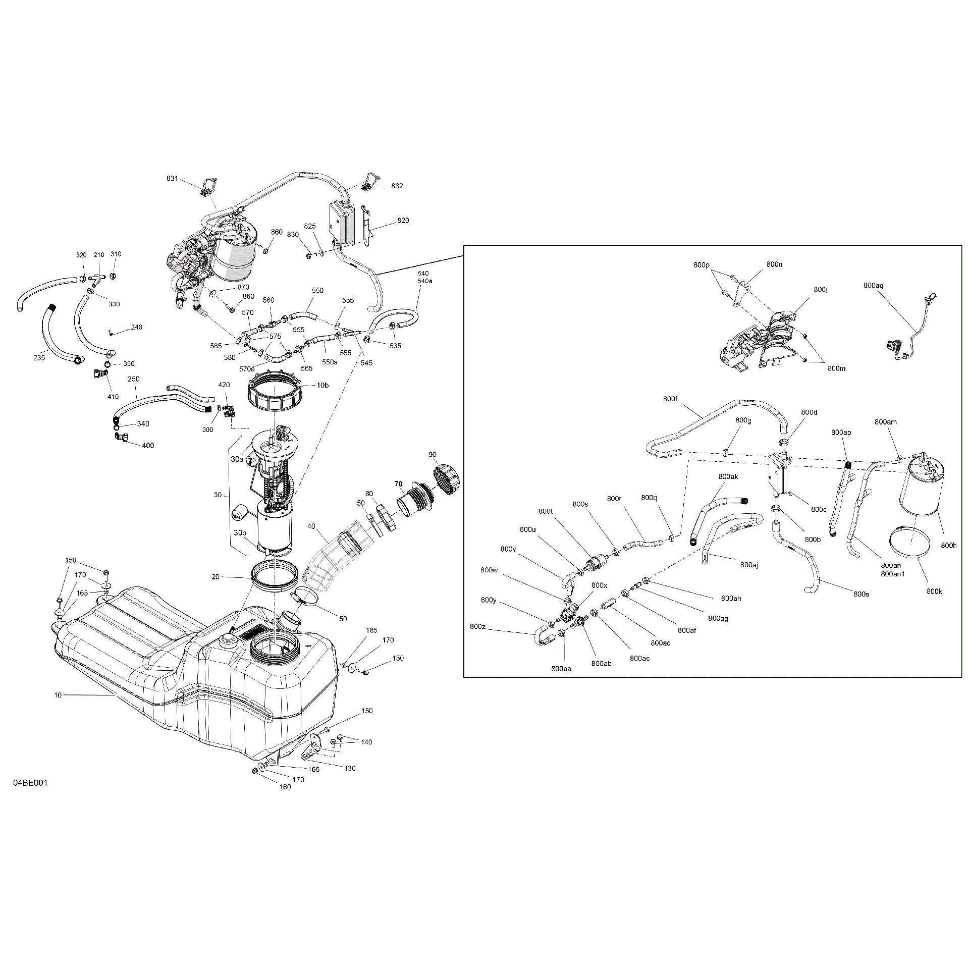 An Image of a Genuine Can-Am Parts Schematic Diagram showing the schematic - ENGINE - FUEL